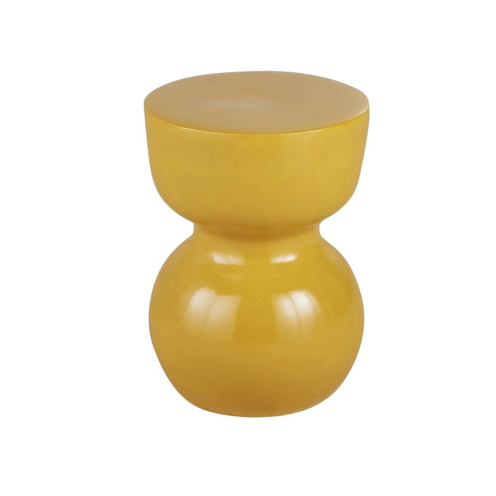 MANJAL - Bout de canapé en grès jaune moutarde