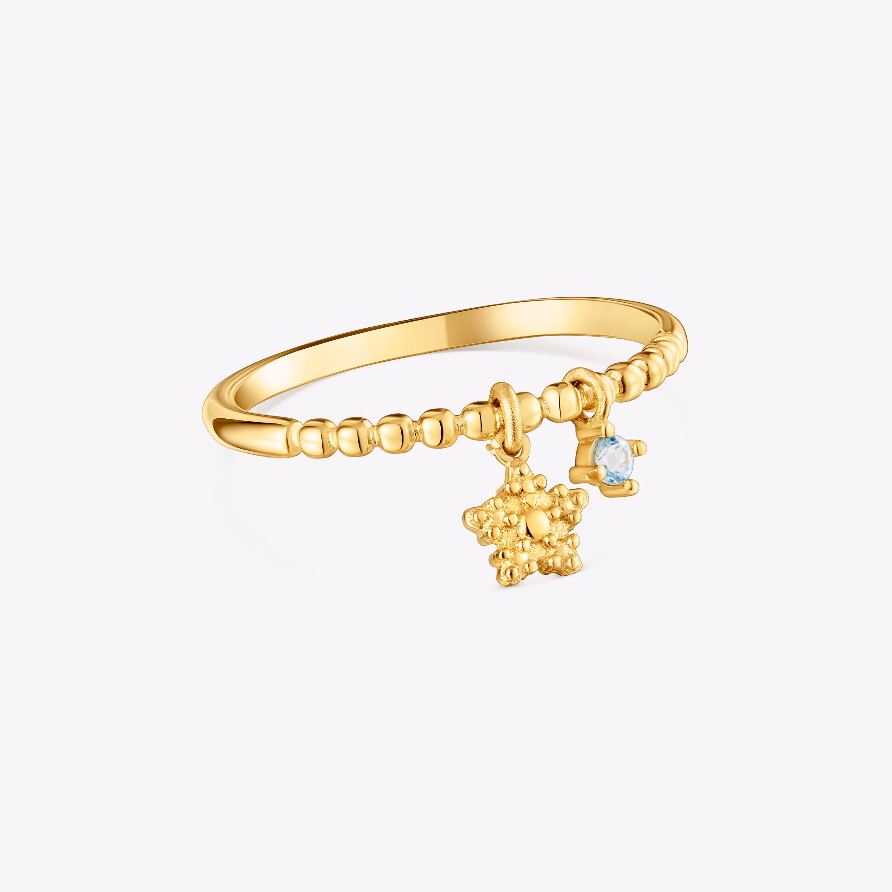 Anillo pequeño con baño de oro de 18 kt sobre plata y topacio TOUS Grain