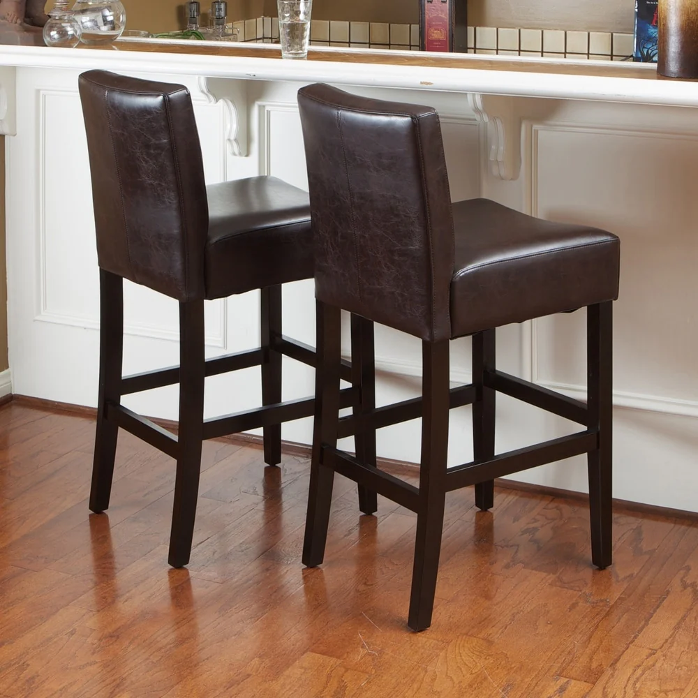Lopez 30-inch Brown Leather Bar Stools by Christopher Knight Home (Set of 2)