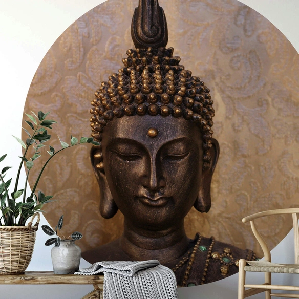 Vliestapete »Runde Vliestapete«, Buddha Feng Shui Deko Wellness, mehrfarbig, matt