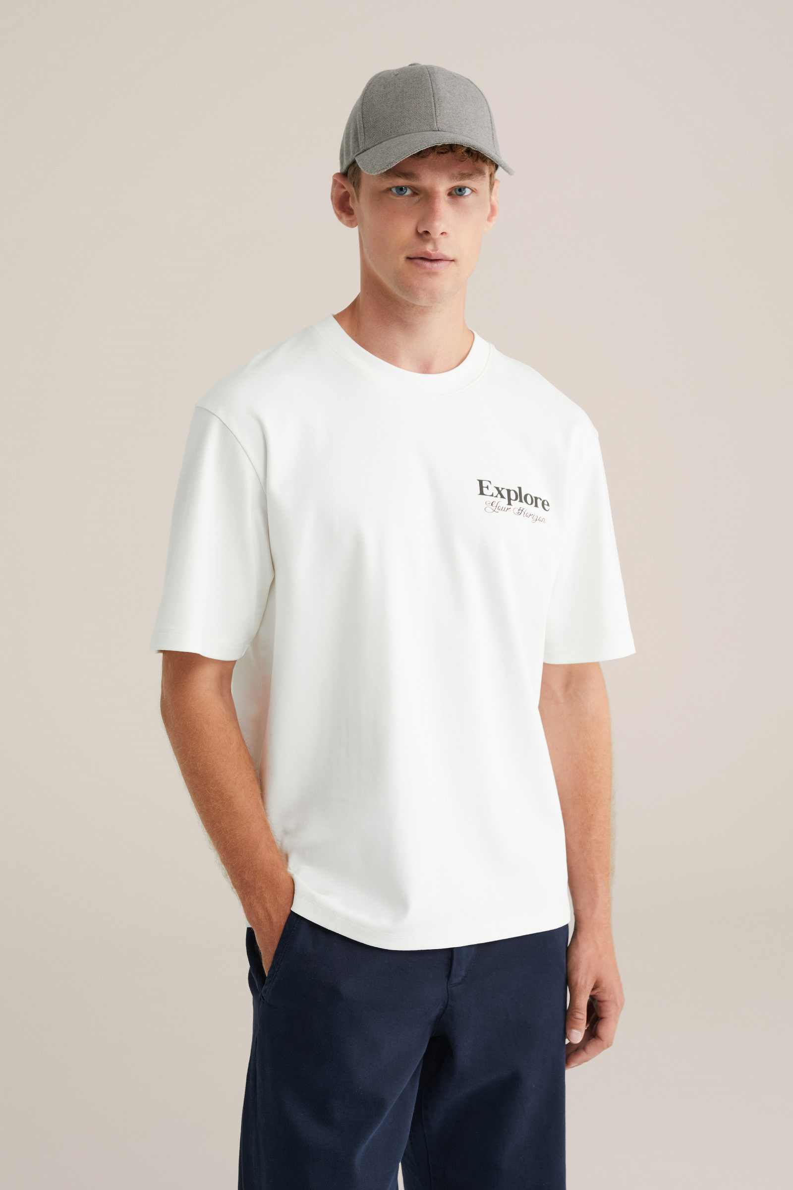 Heren heavyweight loose fit T-shirt met print