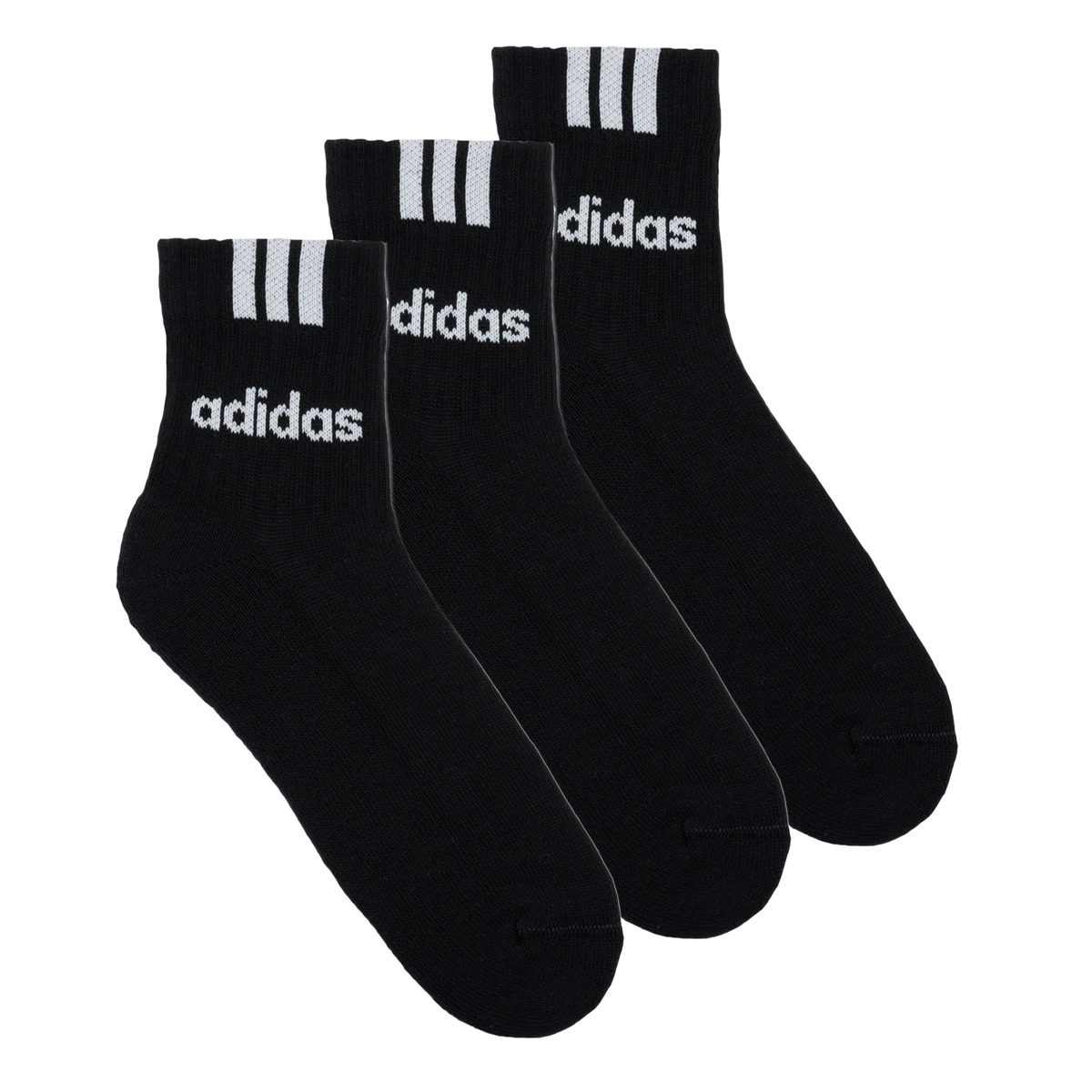 adidas - 3-Stripes Linear Half-Crew Cushioned Socks 3 Pairs - Black