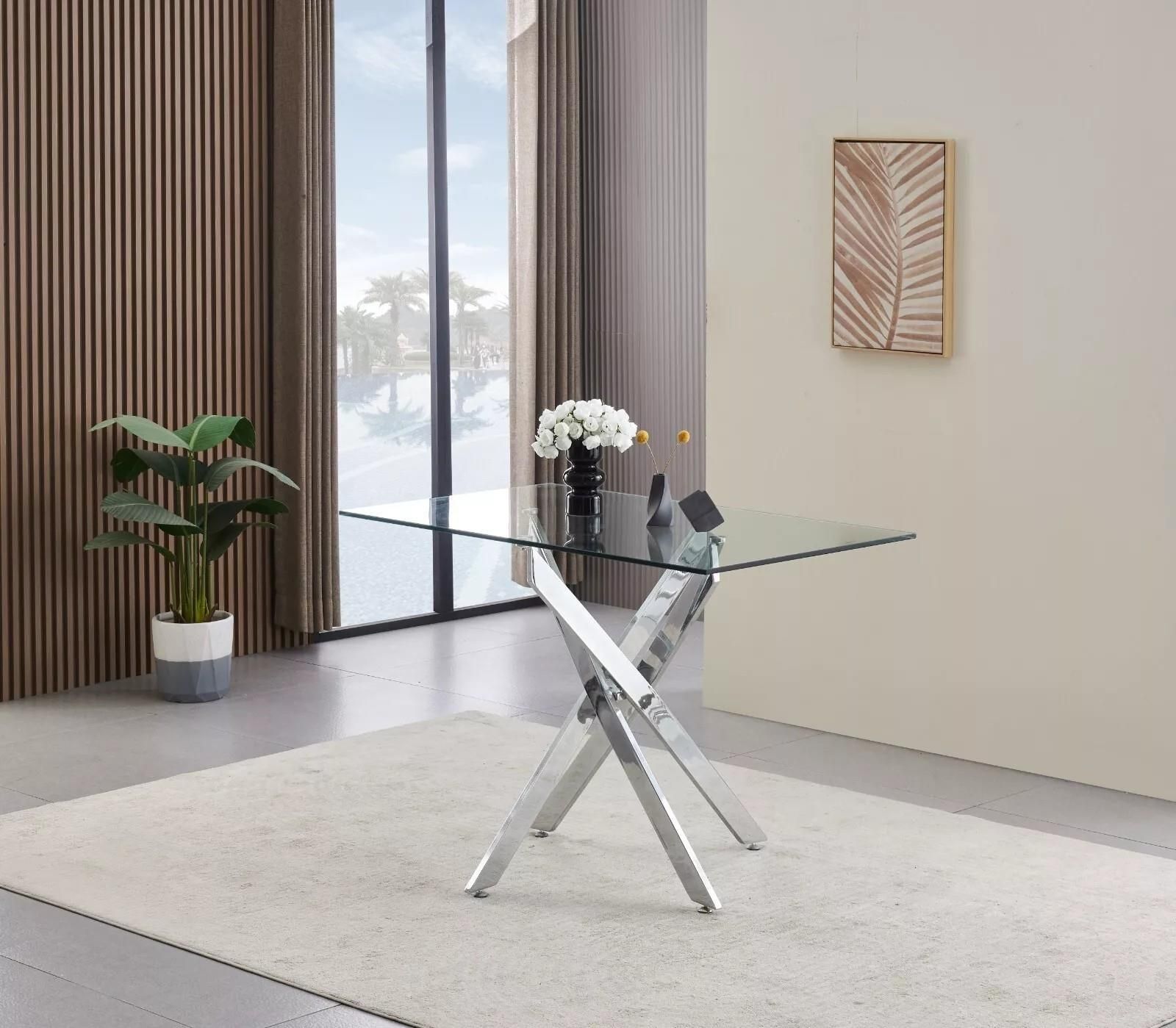 KOSY KOALA Rectangle Glass Dining Table Set With 4 White Chairs