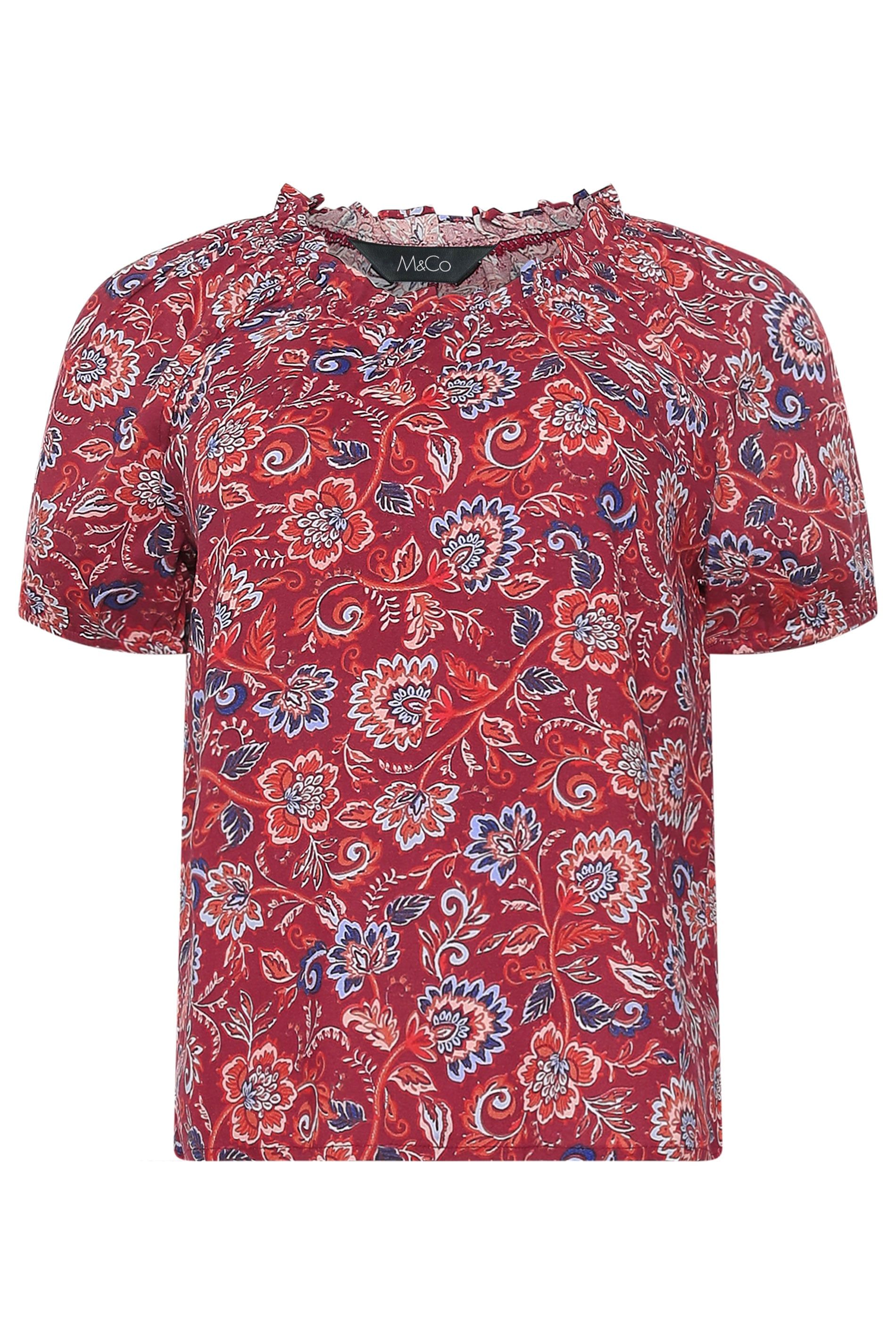 M&Co Petite Abstract Print Scoop Neck Top