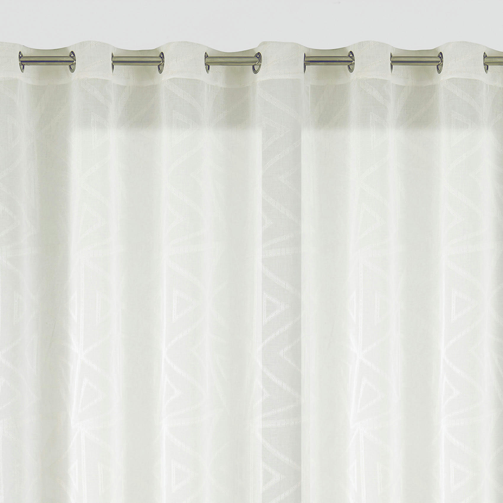 - Paire de voilages aux motifs triangles polyester ecru 140x260 cm