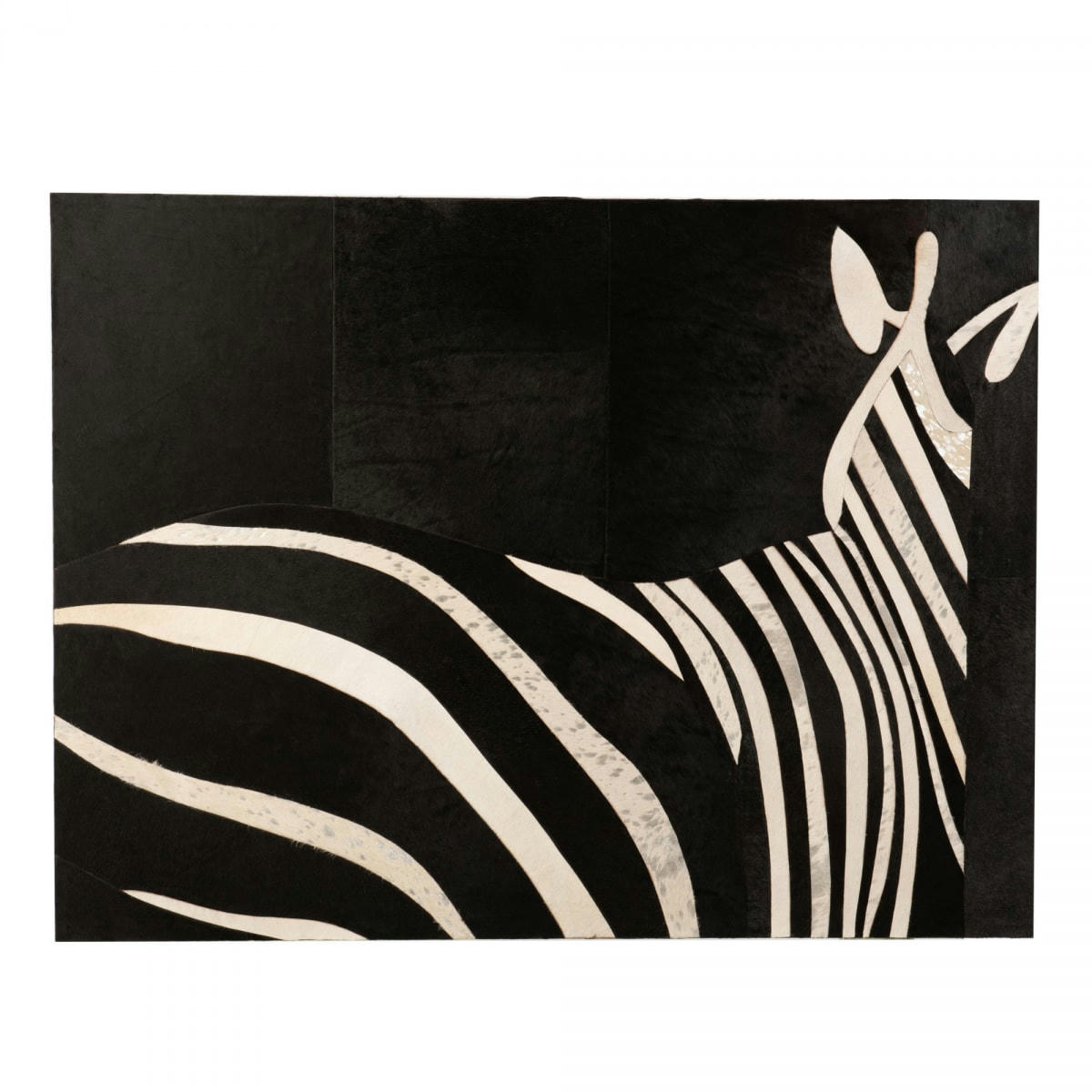 ZEBRA - Tableau 90x120 zèbre en cuir noir et blanc