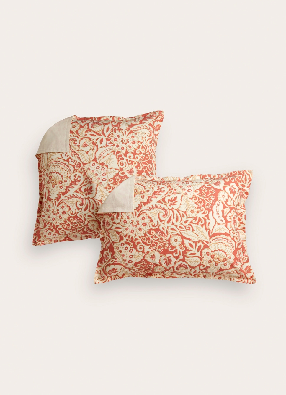LOT DE 2 TAIES D'OREILLER EN PERCALE DE COTON ROUGE