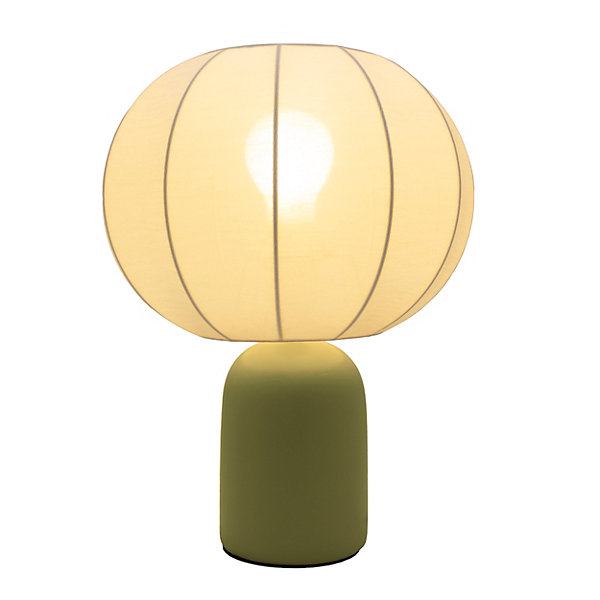 Lampe à poser en céramique vert et tissu blanc H.33 cm E27 40 W Jumell Requi
