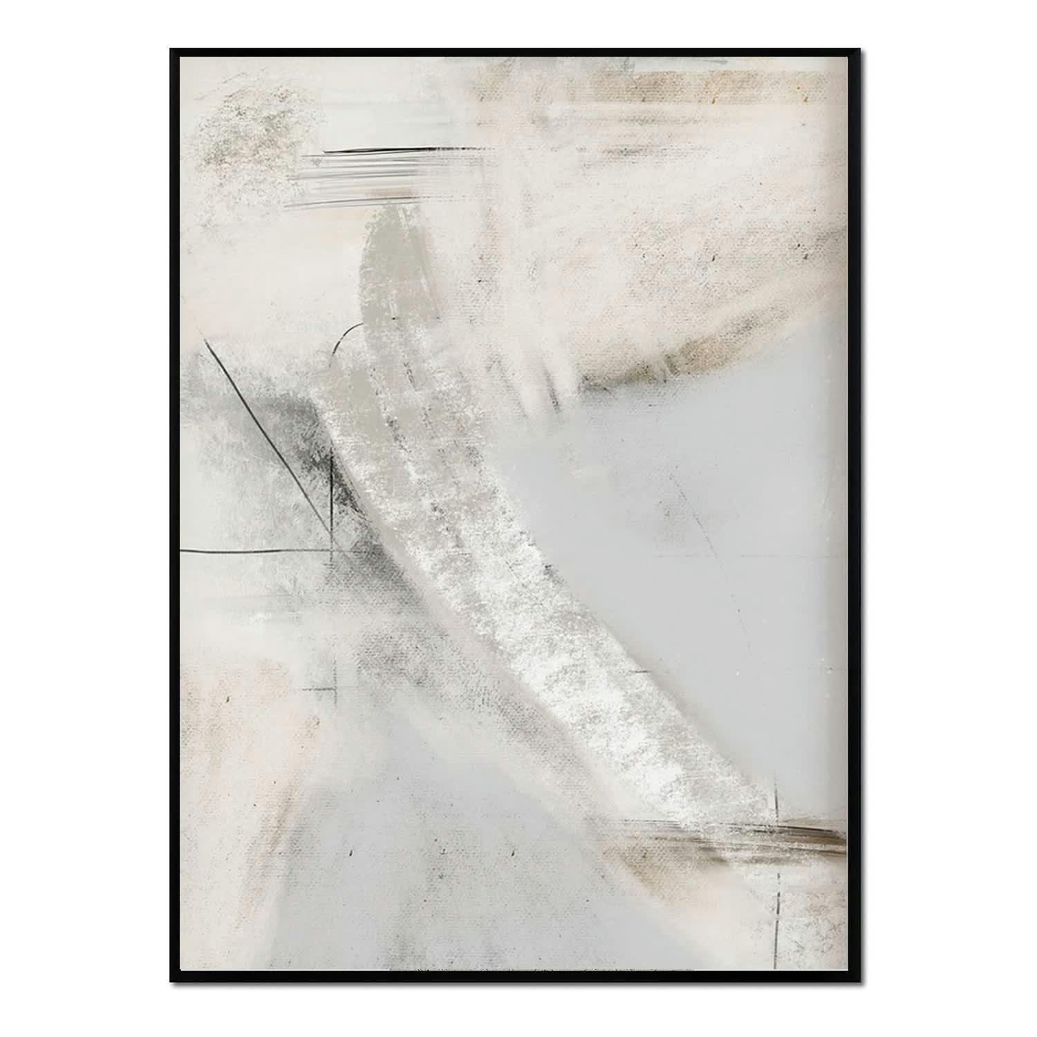 MINIMALISMO - Affiche avec cadre noir -  coups de pinceau abstraits - 50x70