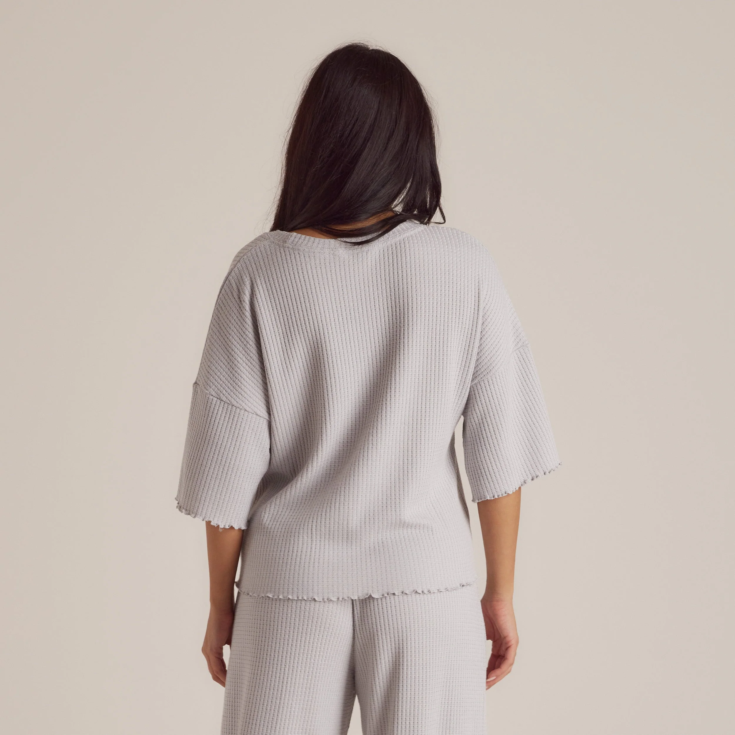 Soft Waffle Pyjama Top - Frost