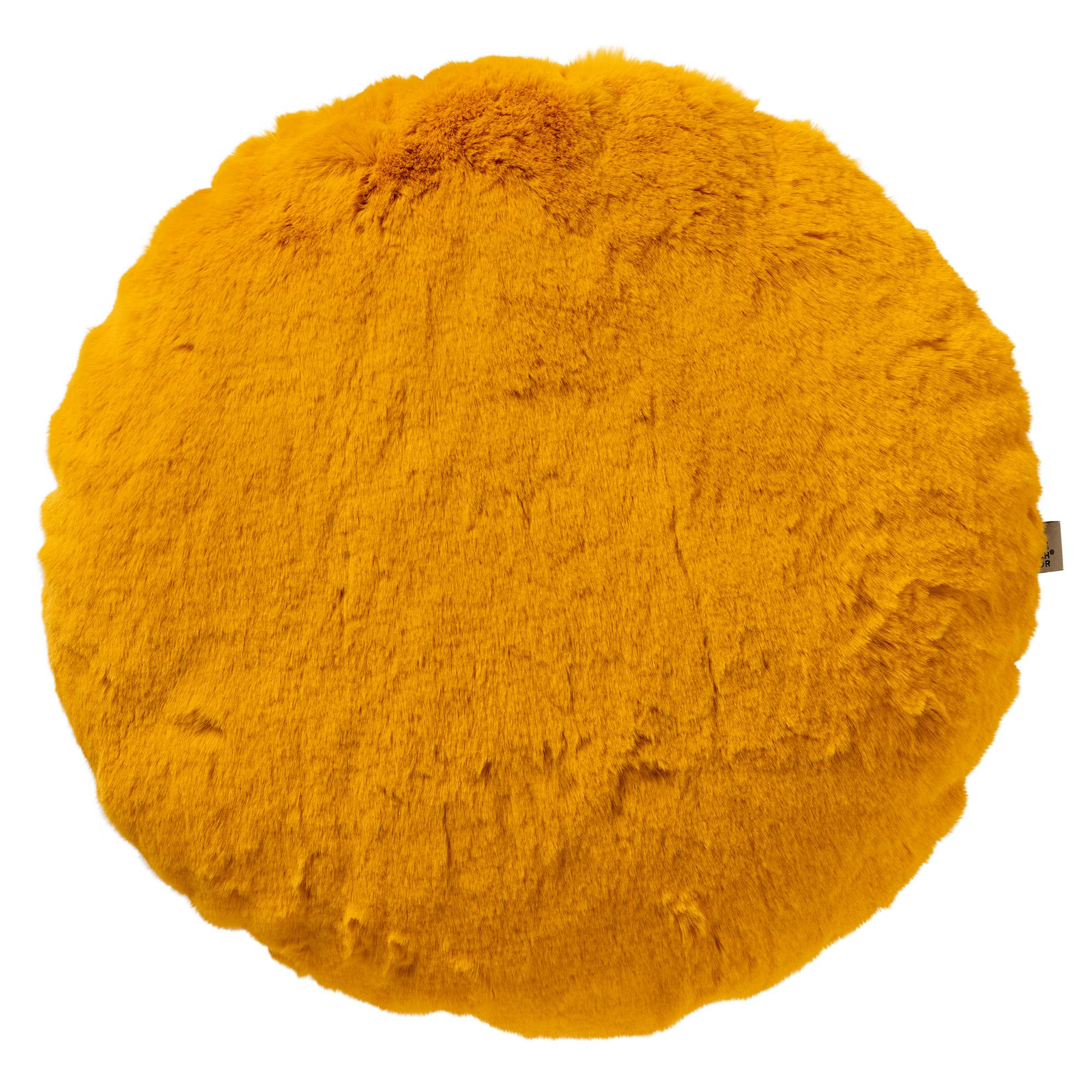 - Coussin rond jaune fausse fourrure 45 cm uni