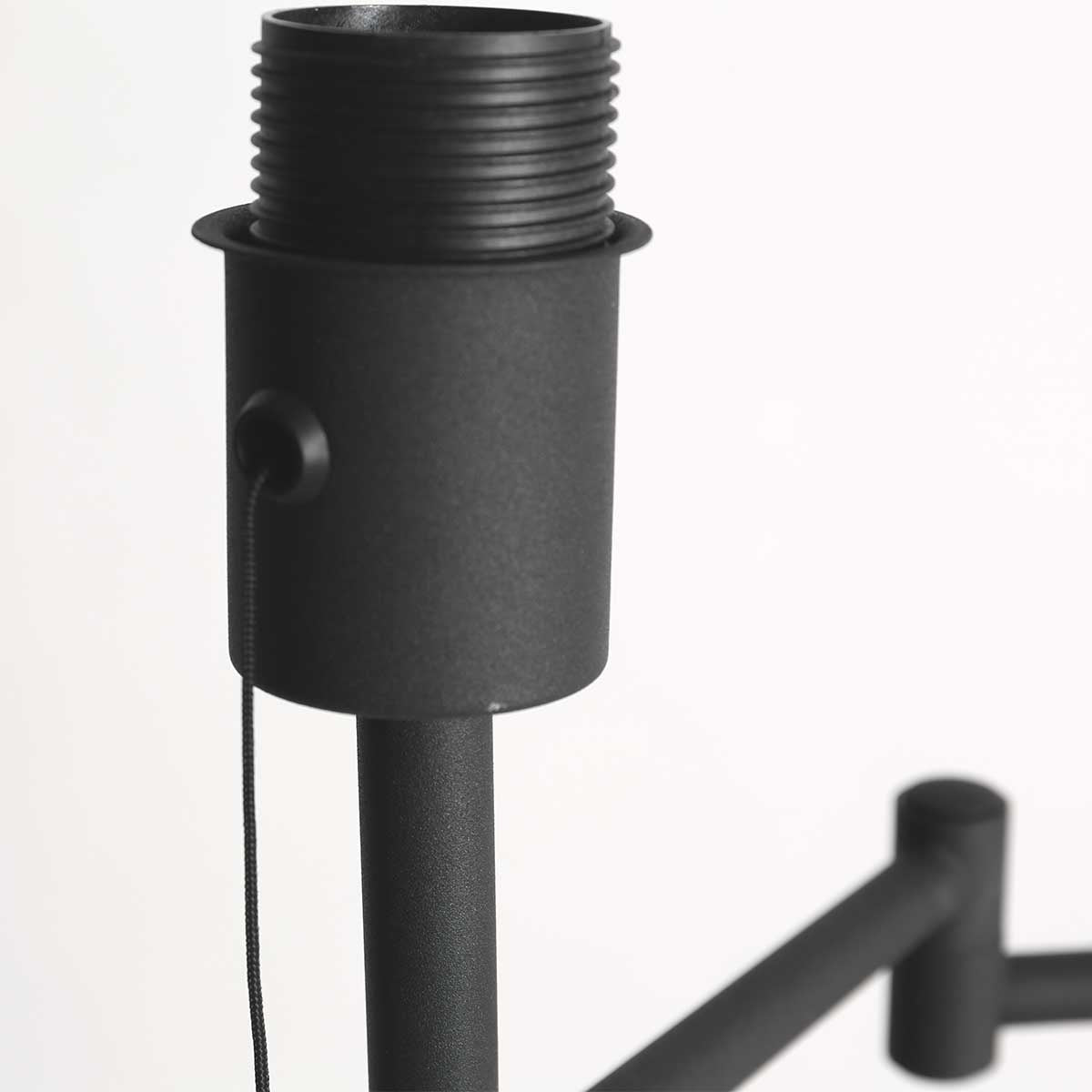 Mexlite Vloerlamp Bella Zwart Lampenkap Ø 30cm Geel E27 Fitting 3887ZW