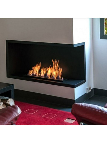 NILLA 1080 - Cheminée d'angle au bioéthanol. Ouverture Droite - Brûleur Onde 65cm / Capacité 4,4L