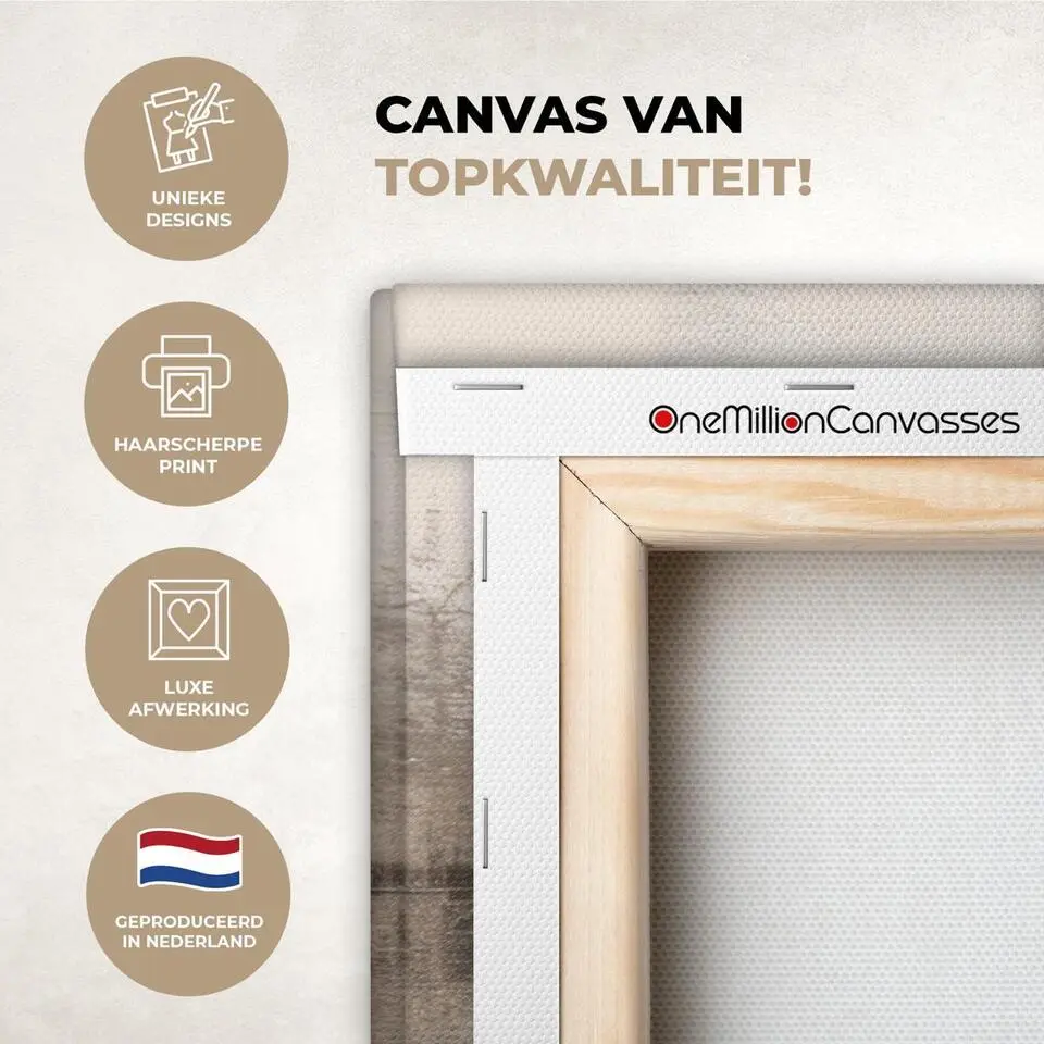 MuchoWow Canvas Schilderij 60x40cm Moderne kunst Abstract Beige