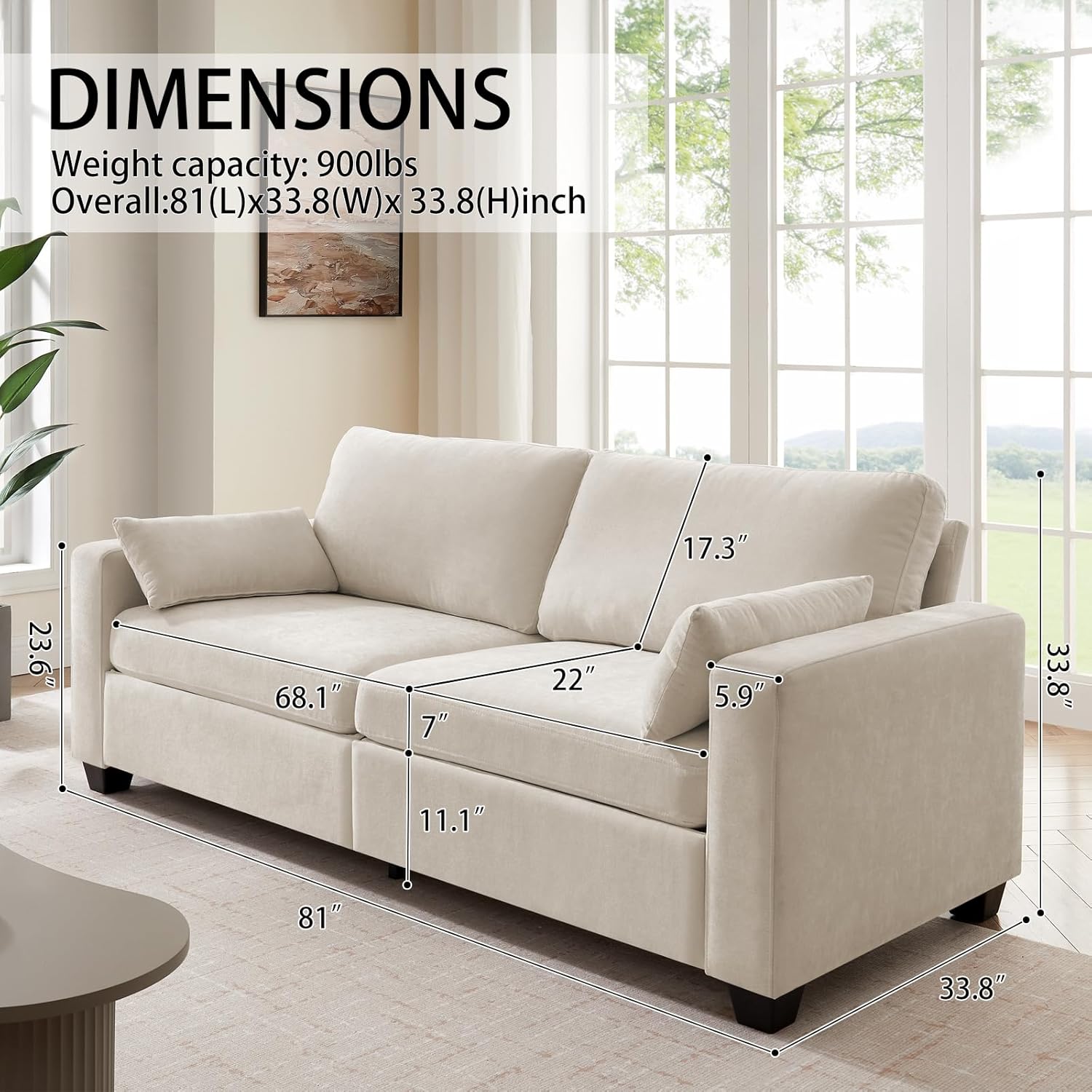 Modern Loveseat Sofa for Living Room, Spring Cushions, Removable Cover, Solid Wood Frame, Wide Armrest, Chenille Fabric Recliner Couches for Small Space