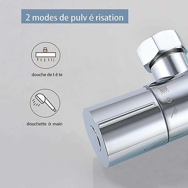 AICA colonne de douche thermostatique en laiton, douche de tête carrée, 3 jets