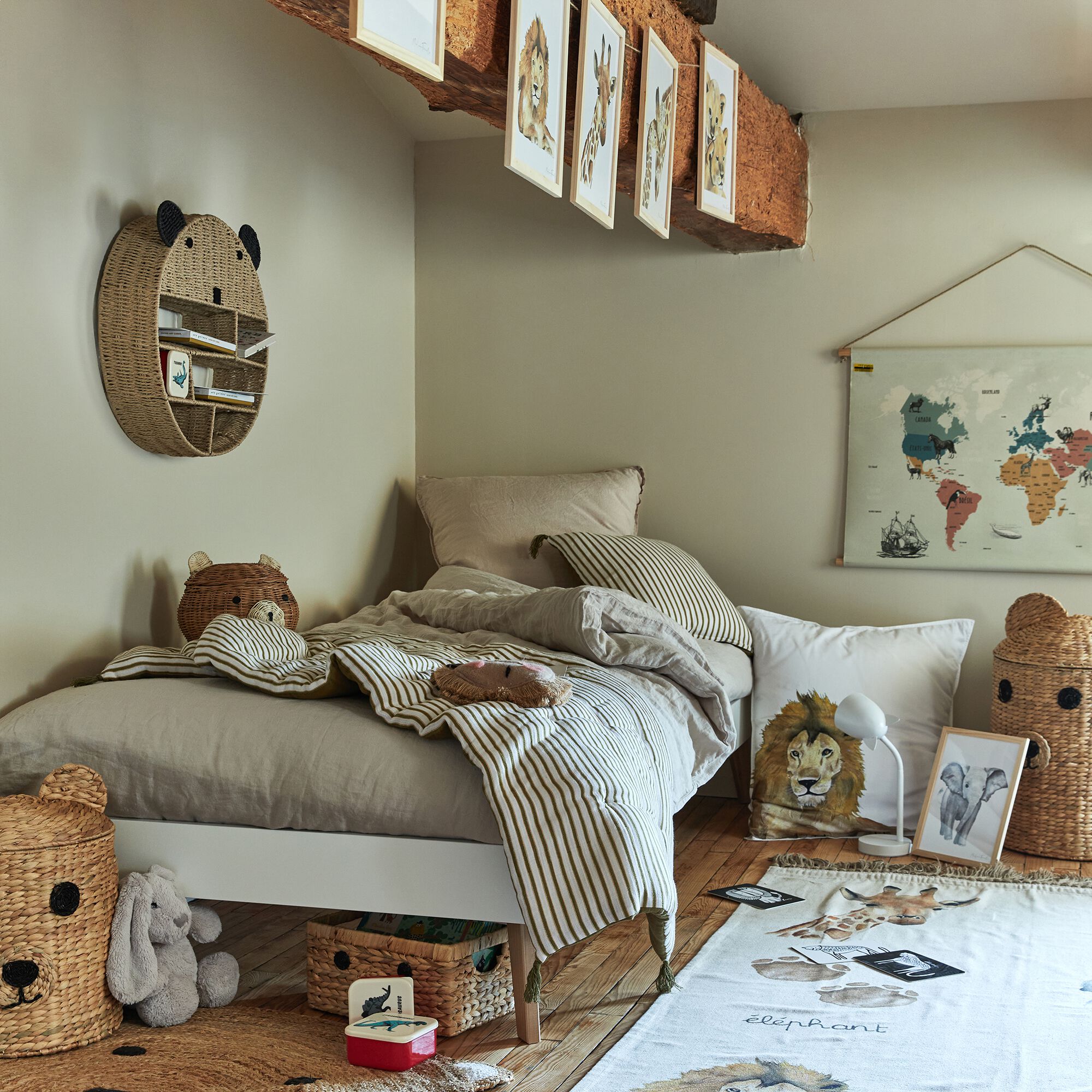 ANIMAUX - Tapis imprimé animalier 120x180cm - beige