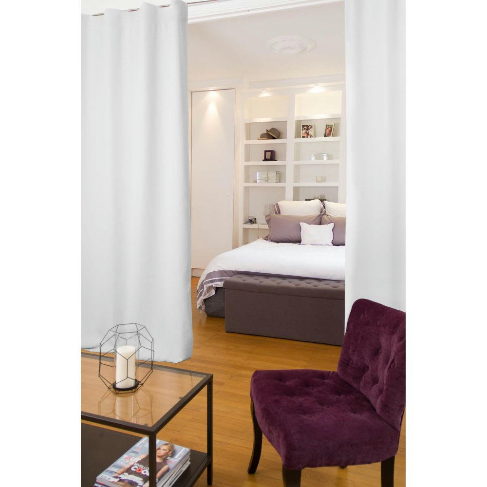 - Rideau séparateur pièce phonique thermique occultant blanc 140 x 250