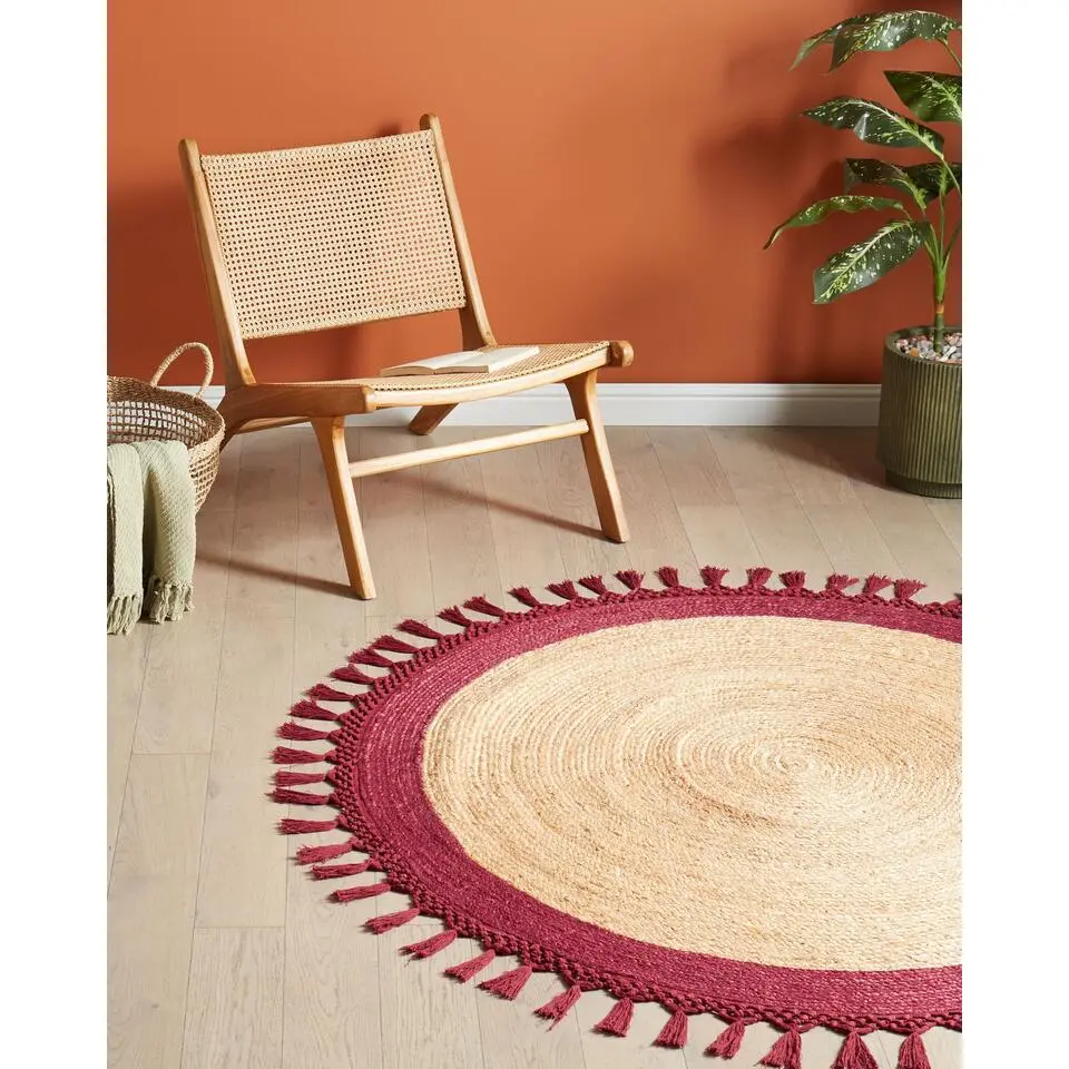 MARTS - Vloerkleed - Donkerrood - 140 cm - Jute