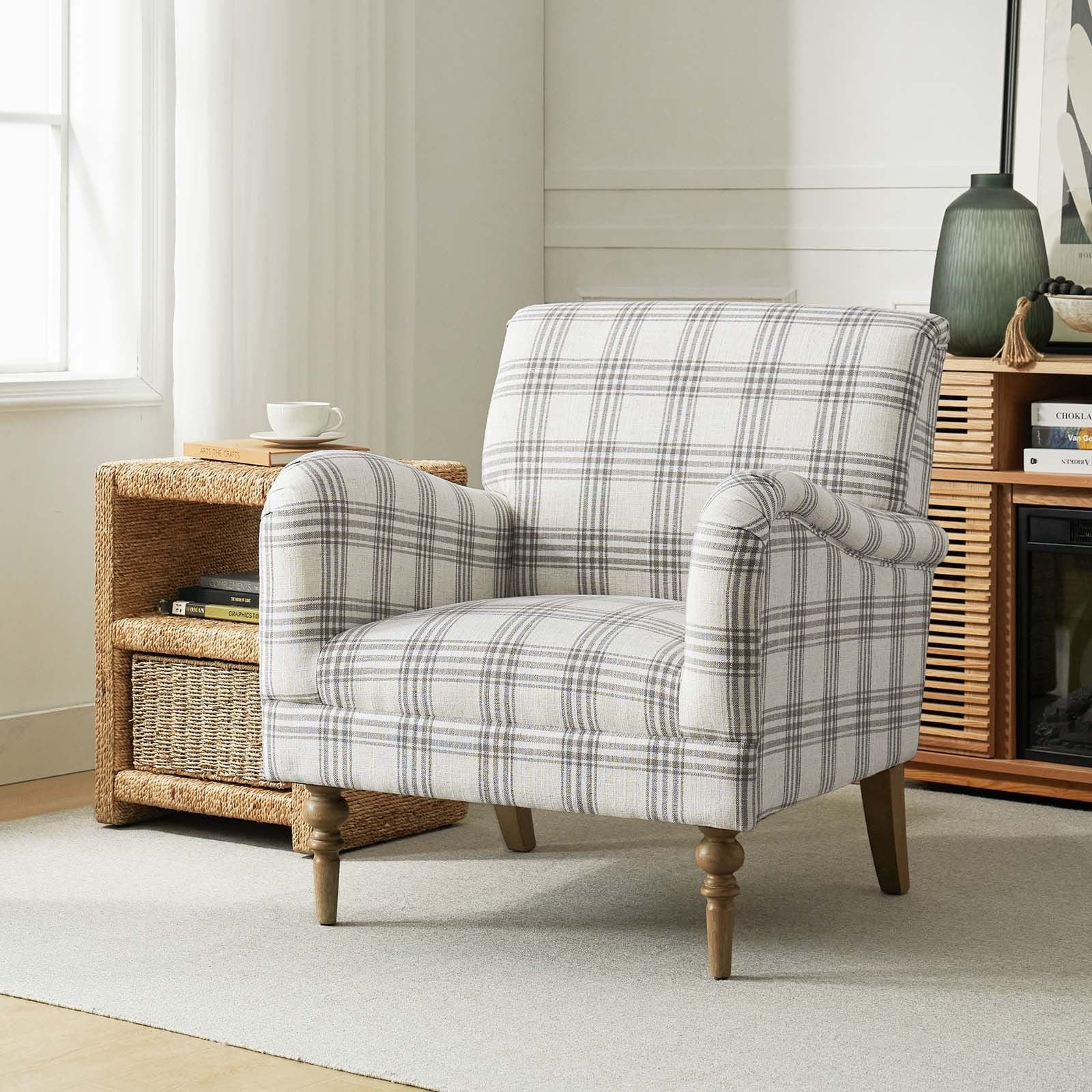 Malia Accent Amchair with Plaid Pattern