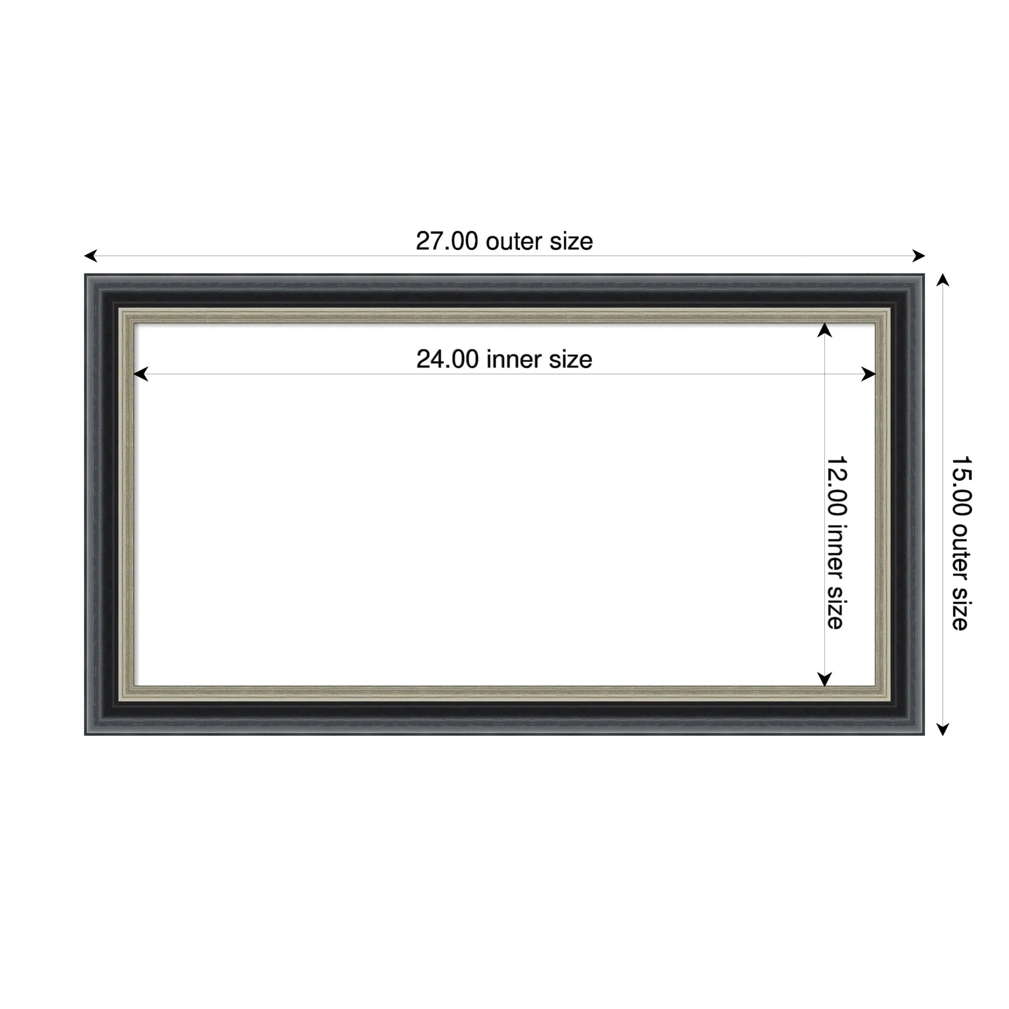 Amanti Art Theo Black Silver Framed Dry Erase Magnetic Board
