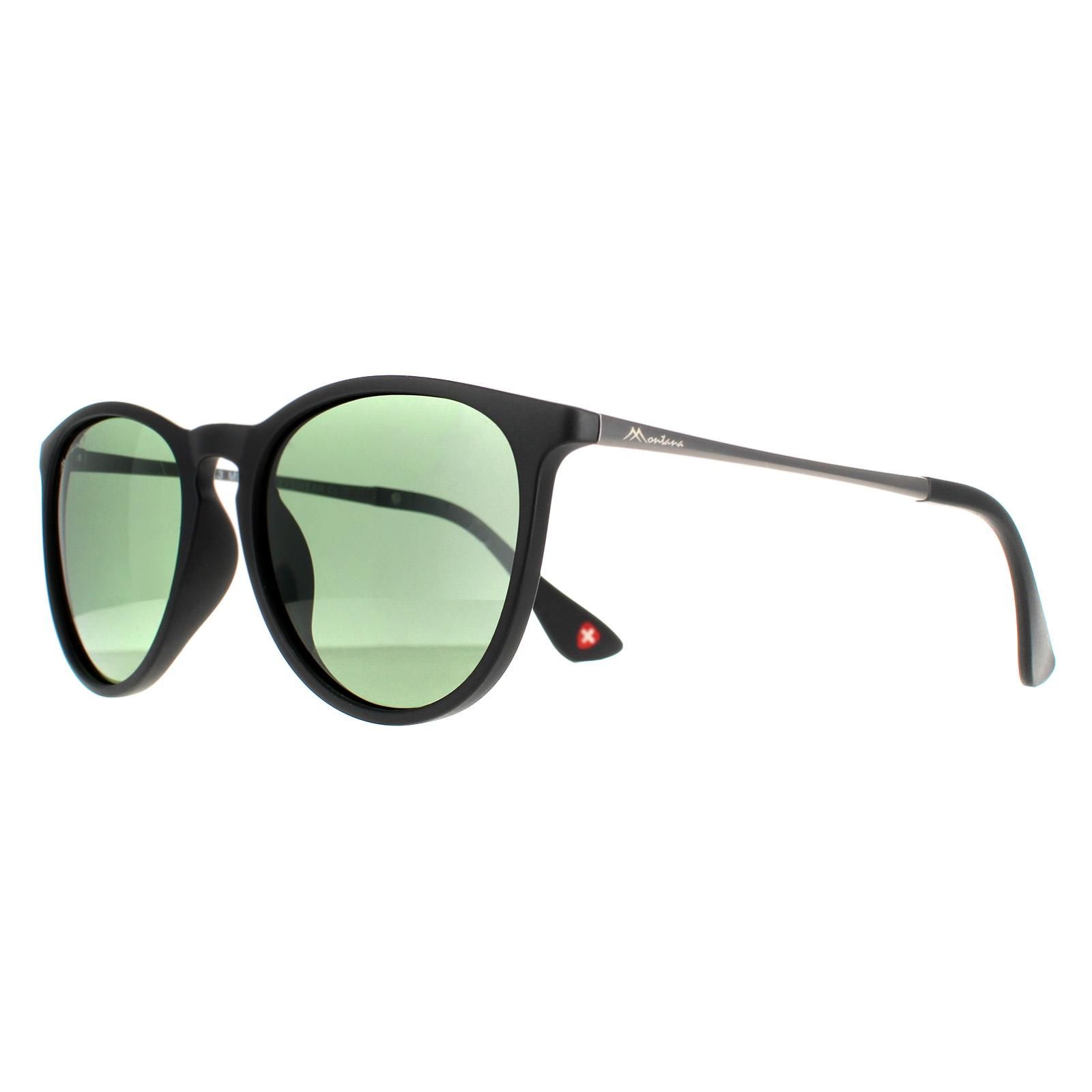montana Oval Matte Black Green Polarized MP24 Sunglasses