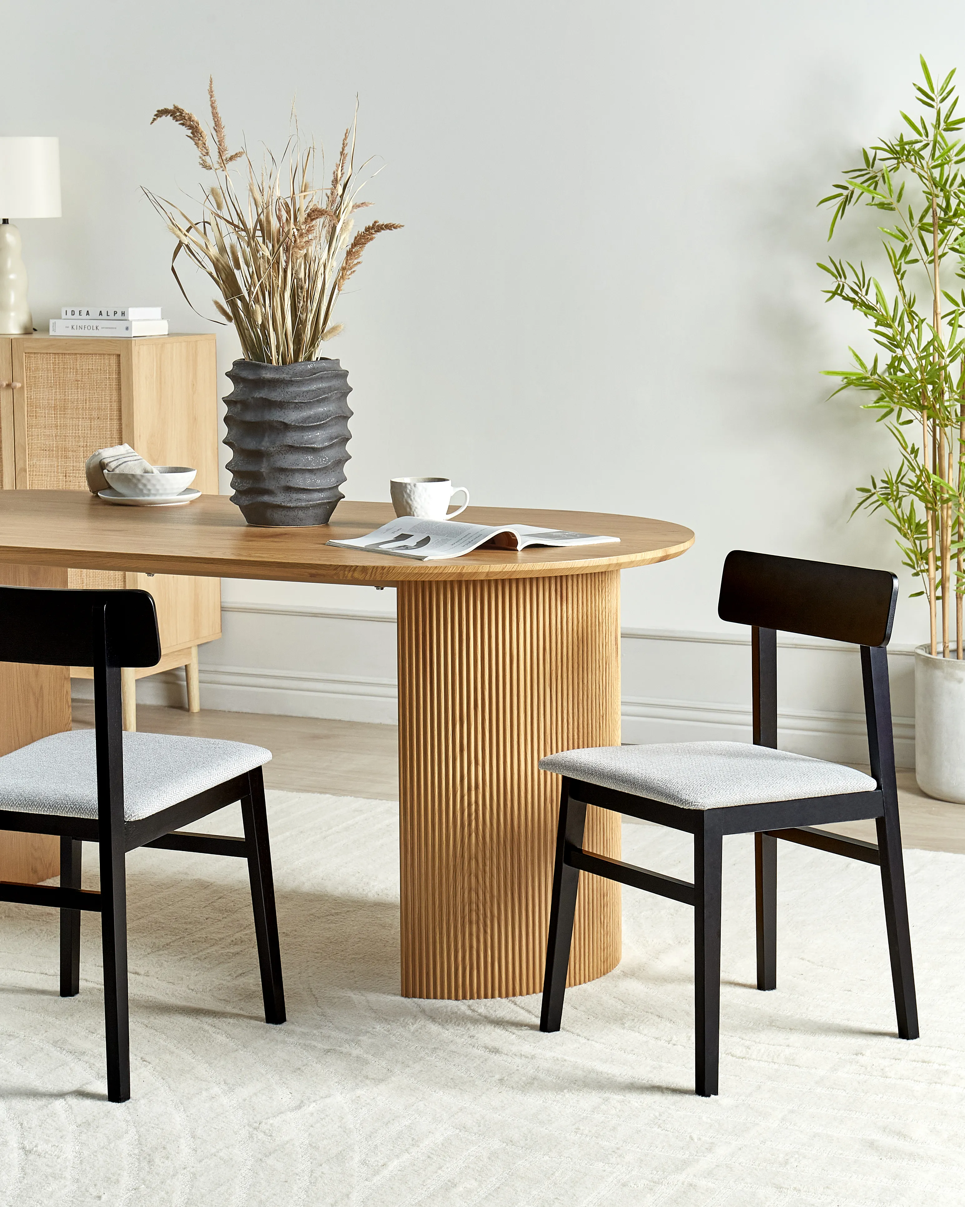 Set of 2 Dining Chairs STACY Wood Light Grey