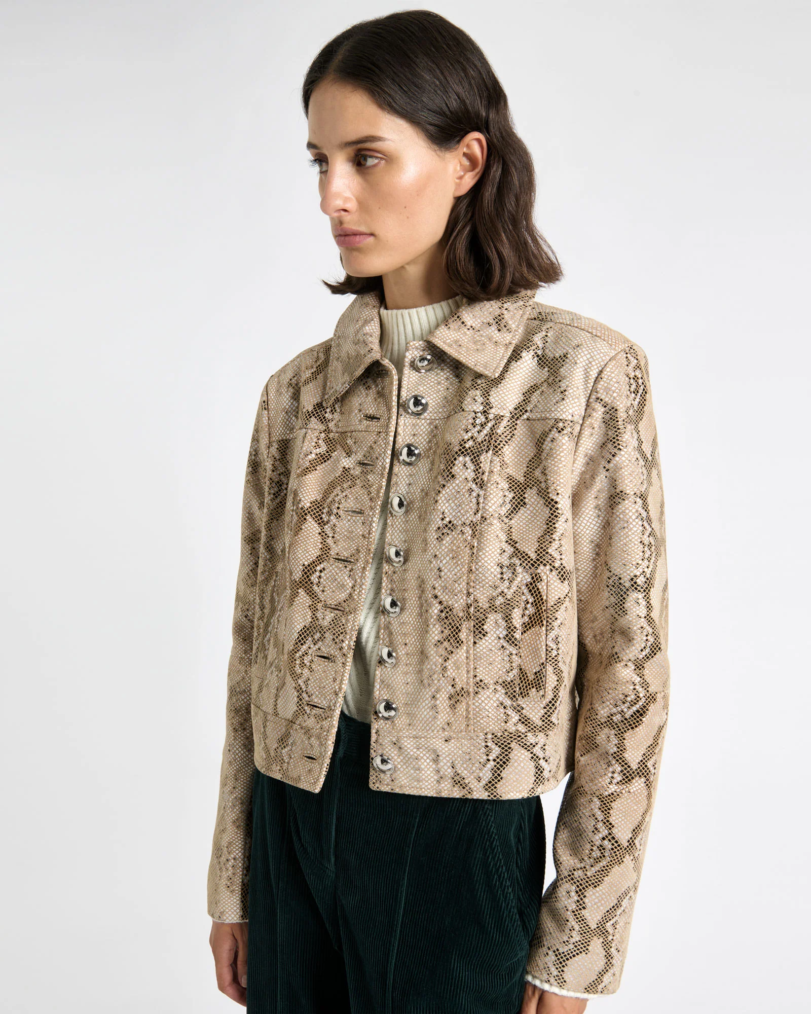 Snake Embossed Patent Leather Jacket