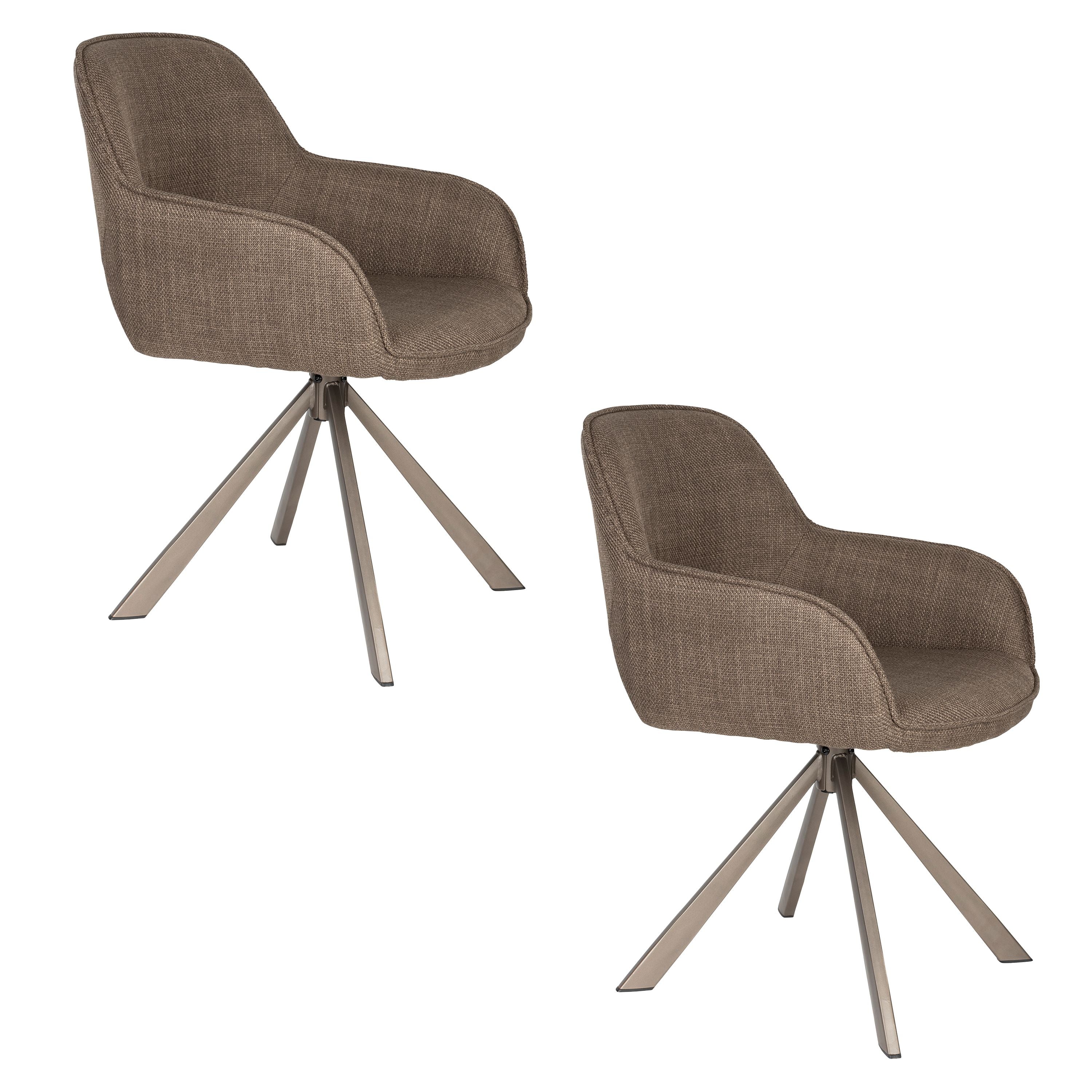 Housecraft Living Toye Eetkamerstoelen Armleuning Draaibaar Bruin - Set van 2