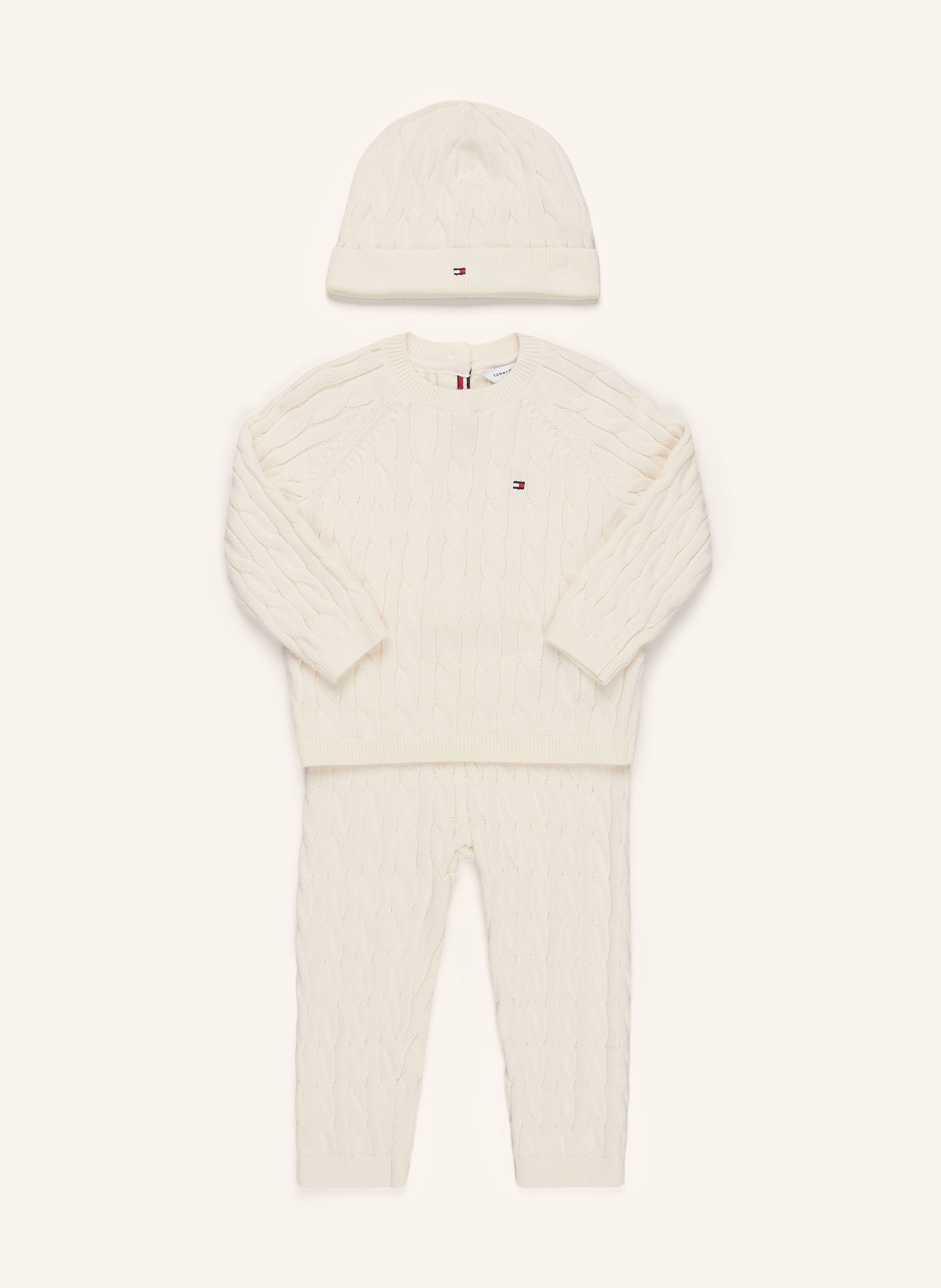 TOMMY HILFIGER Set: Mütze, Pullover und Strickhose