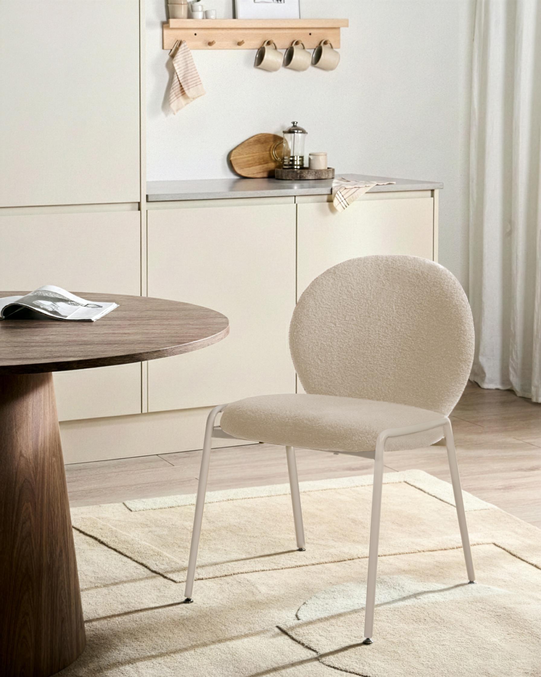 Set of 2 Chairs ELLIE Boucle Light Beige