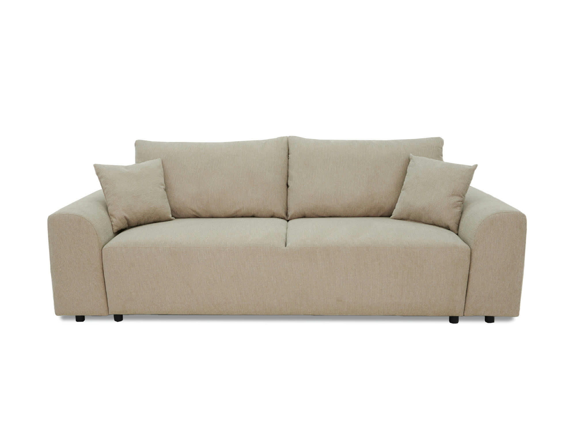 AMARYLLIS - Canapé droit convertible 3 places en tissu beige