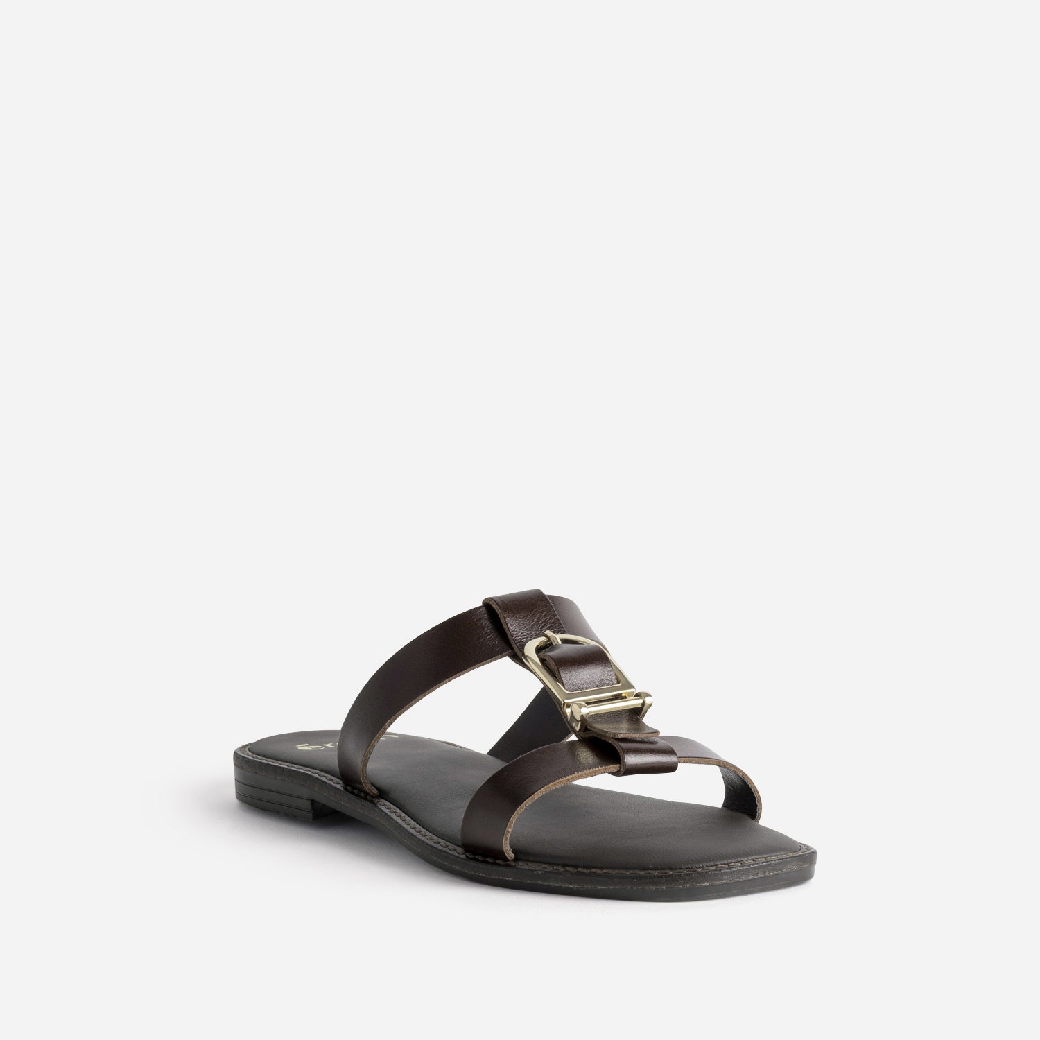 Mule marron cuir bride en T
