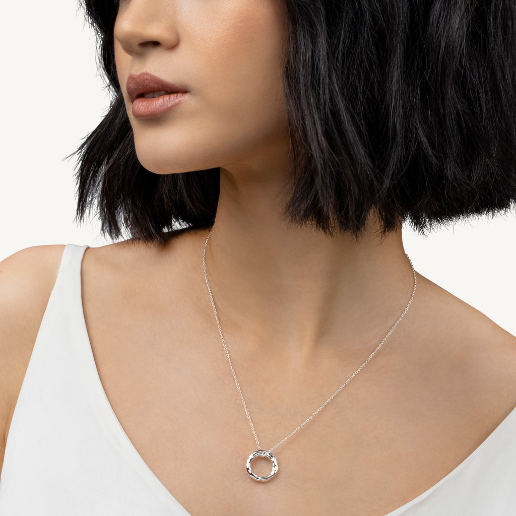 Hadley Lane - Silver Plated Hammer Hoop Necklace