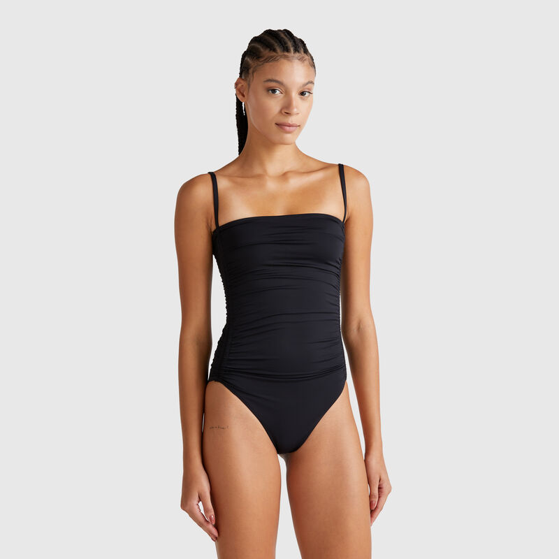 One-piece swimsuit with draping