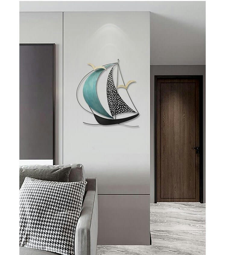 CASSIS - Décoration murale en métal blue sailing 43x42x3