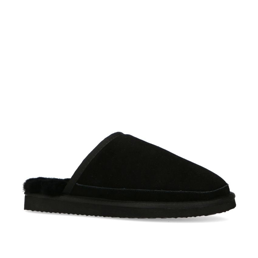Manfield Zwarte suède pantoffels