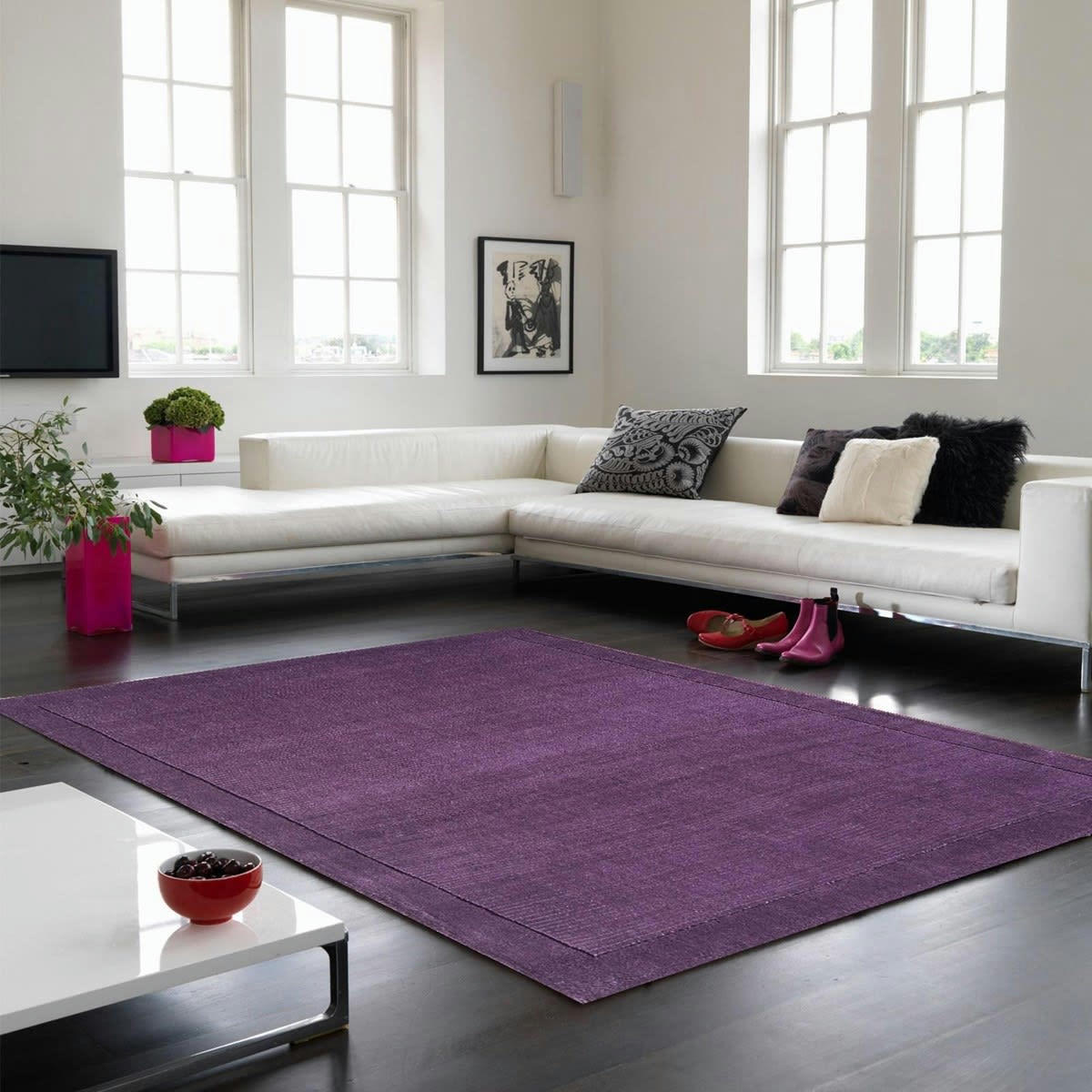 CANDY - Tapis tufté main en Laine Mauve 68x240 cm