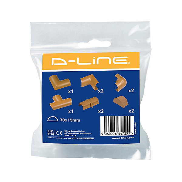Multi-Pack d'accessoires pour goulotte D-Line effet chêne 30x15mm