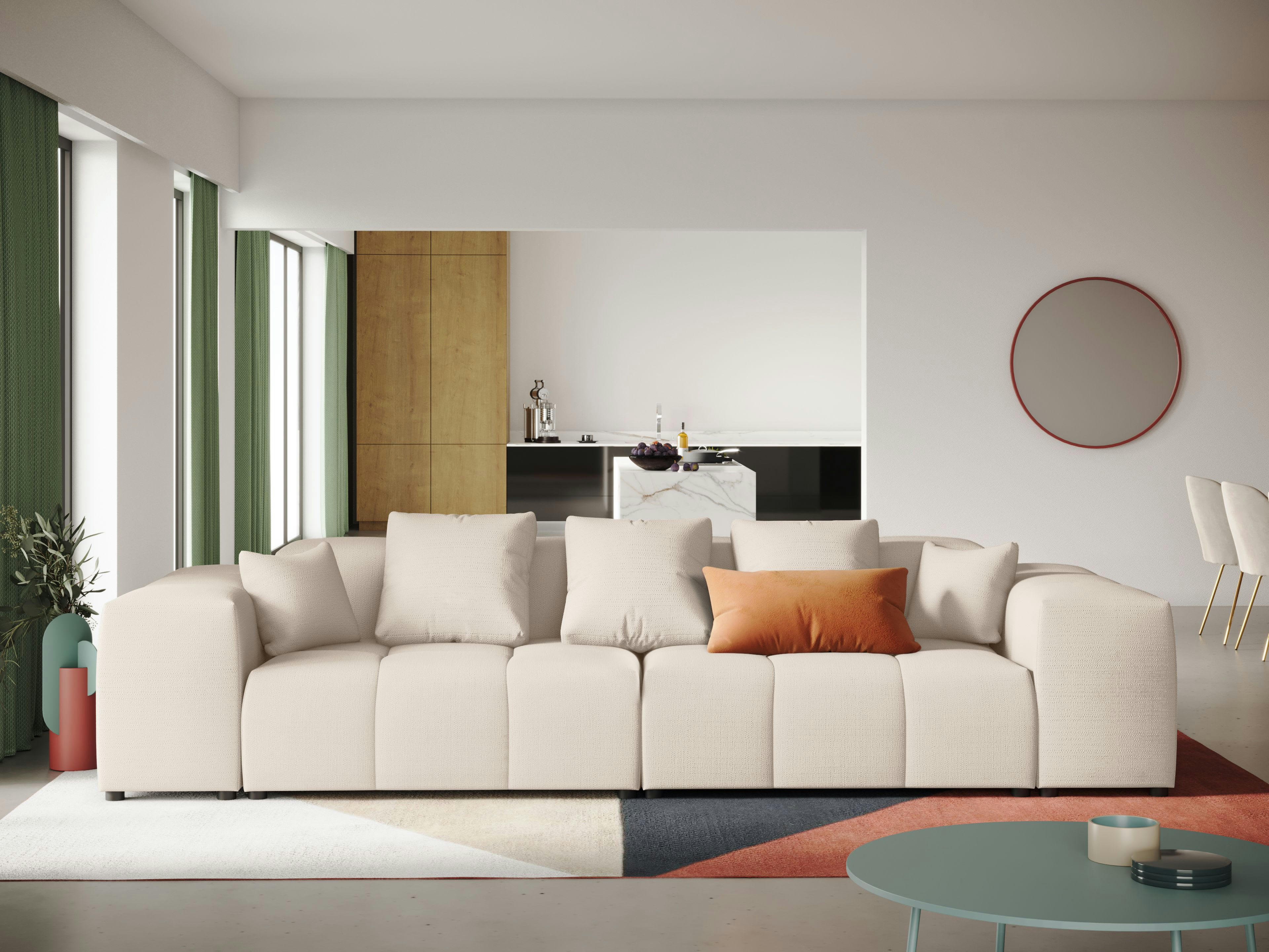 MARGO - Canapé 3 places en tissu structuré blanc