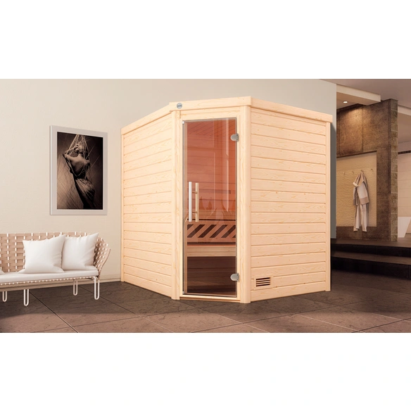 Massivholzsauna »TURKU 2«, 6 Personen, inkl. 9 kW Ofen mit externer Steuerung
