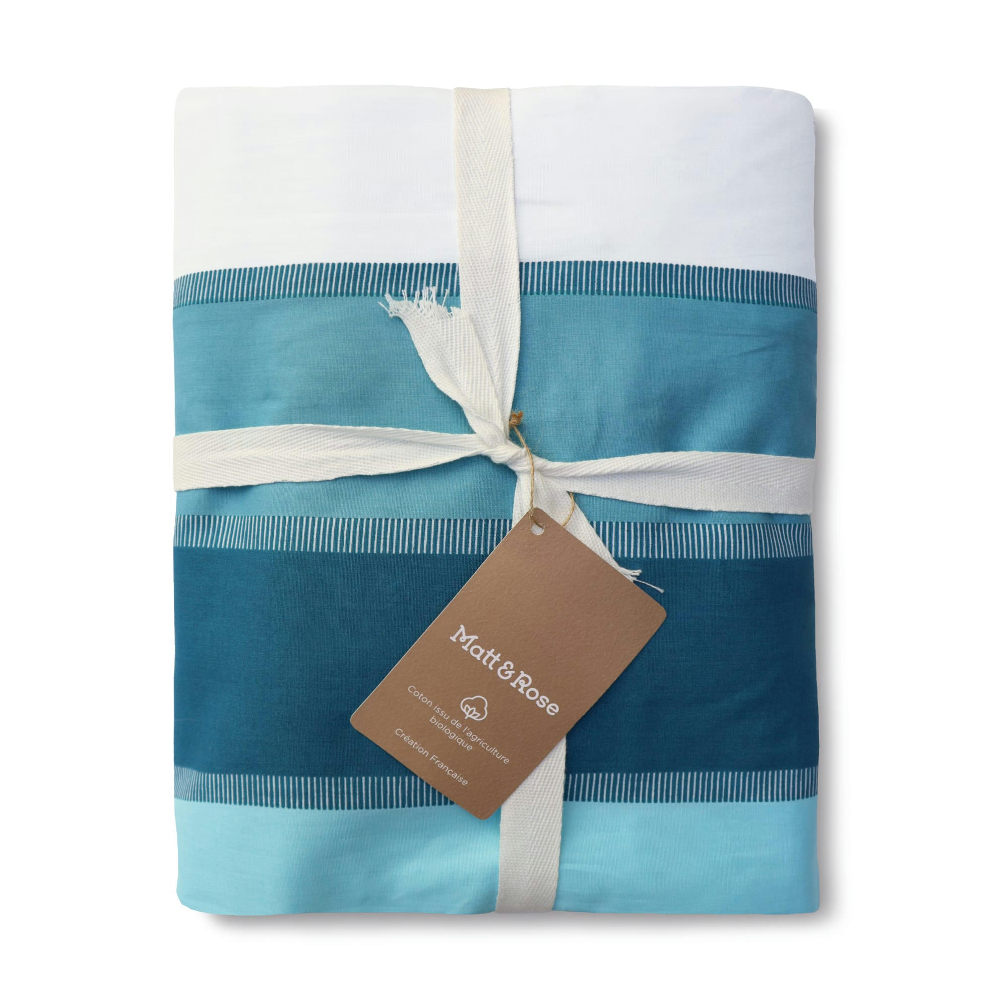 TENDANCE MARINE - Housse de couette imprimée en percale de coton BIO Bleu 240x220cm