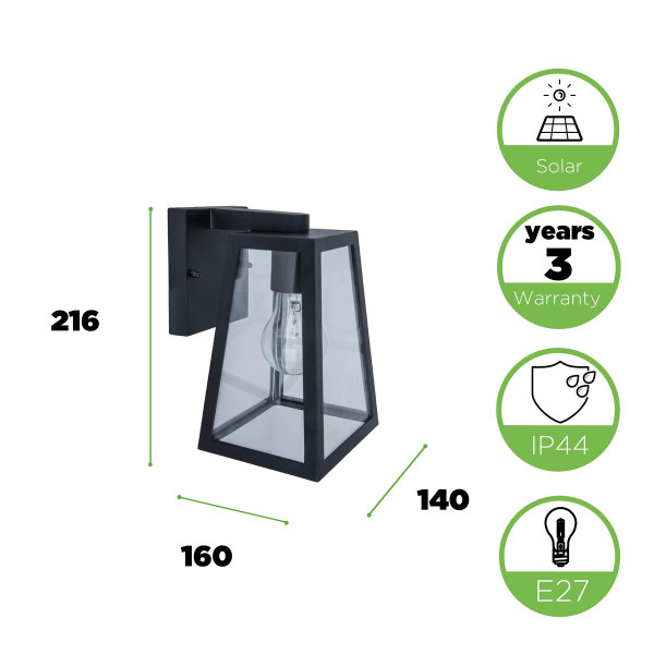 Kinkiet zewnętrzny czarny FIA 1xE27x40W IP44 Lutec