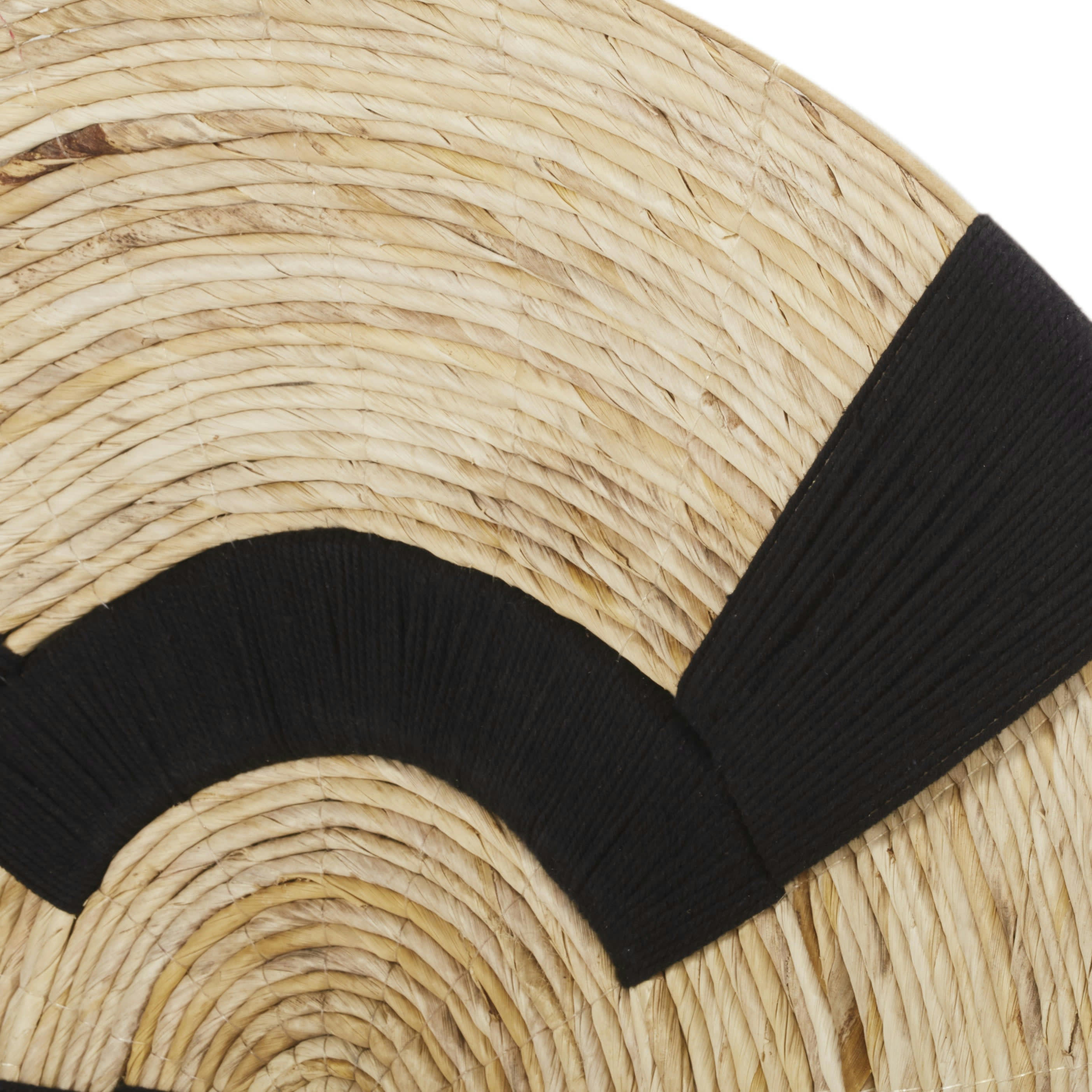 FARA - Déco murales assiettes en fibre végétale noire et beige (x3) 70x70