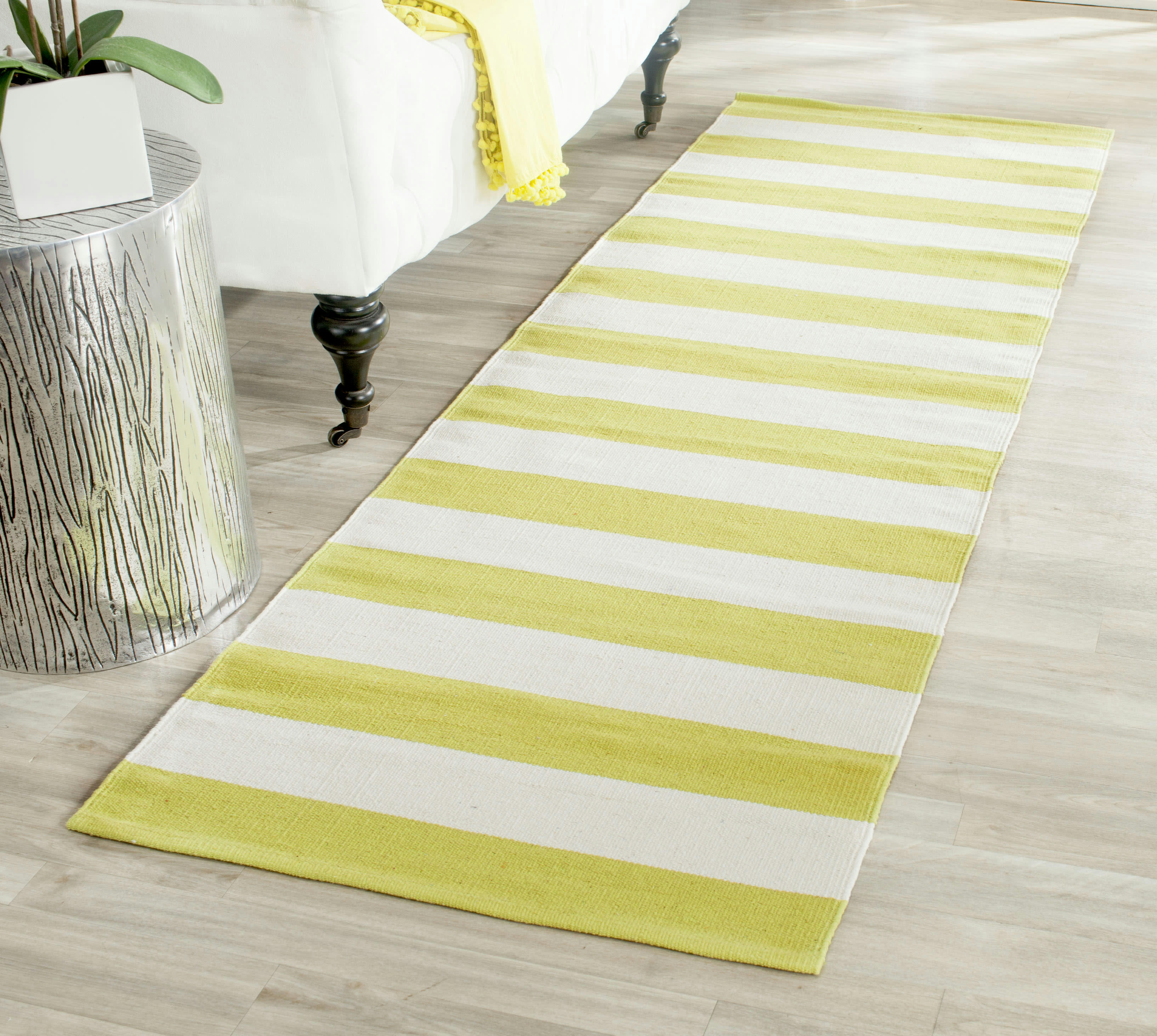 MONTAUK - Tapis de salon interieur en vert & ivoire, 69 x 213 cm