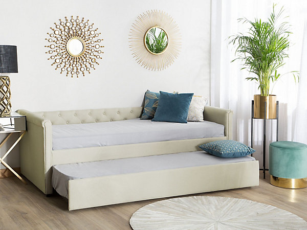 Lit gigogne Tissu LIBOURNE 80 x 200 cm Beige