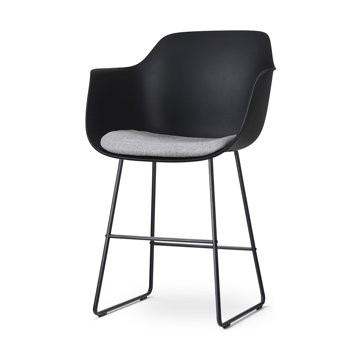 Nolon Nino-Liz Barkruk Zwart - Lichtgrijs Kussen - Zwart Frame - 65 cm