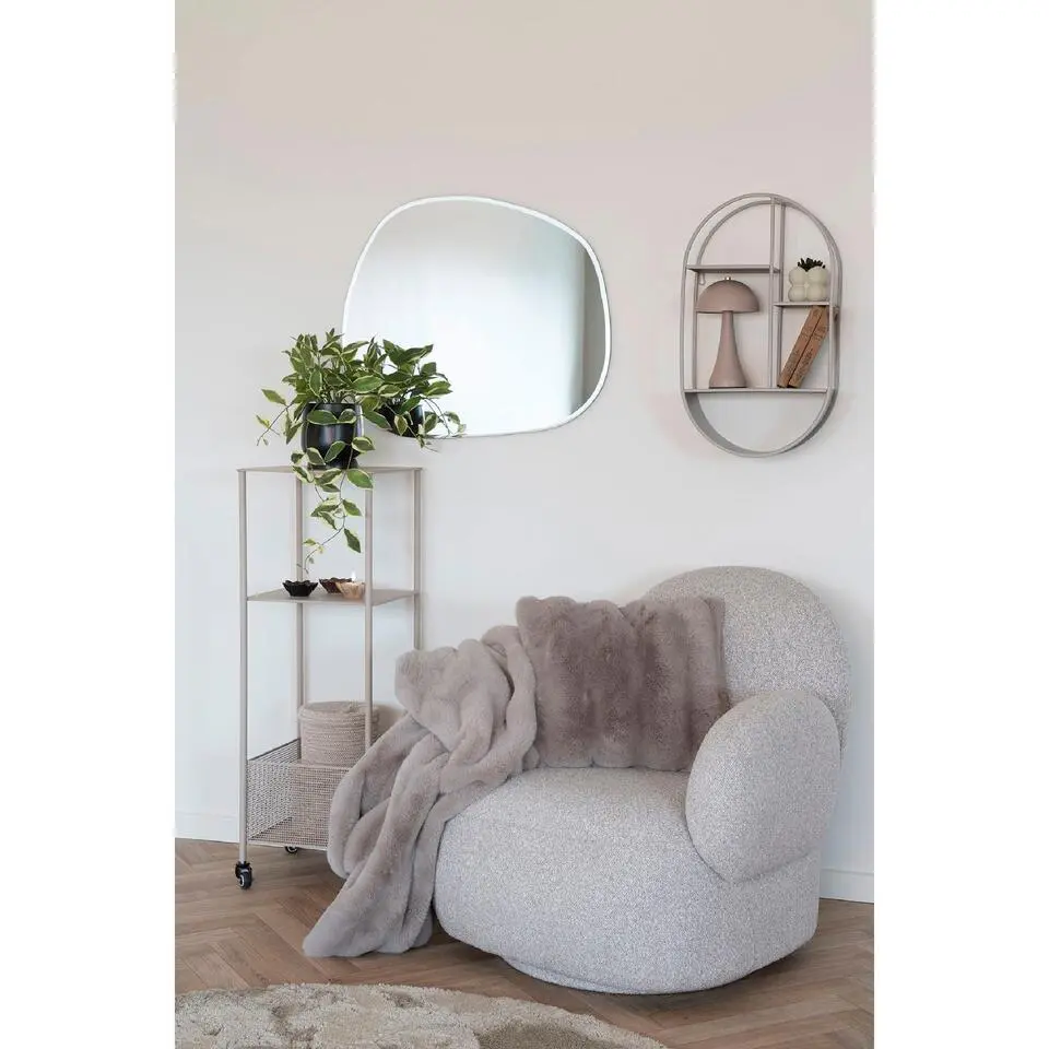 Nest of Nora Wandplank ovaal staal 35x15x60 cm - Grijs