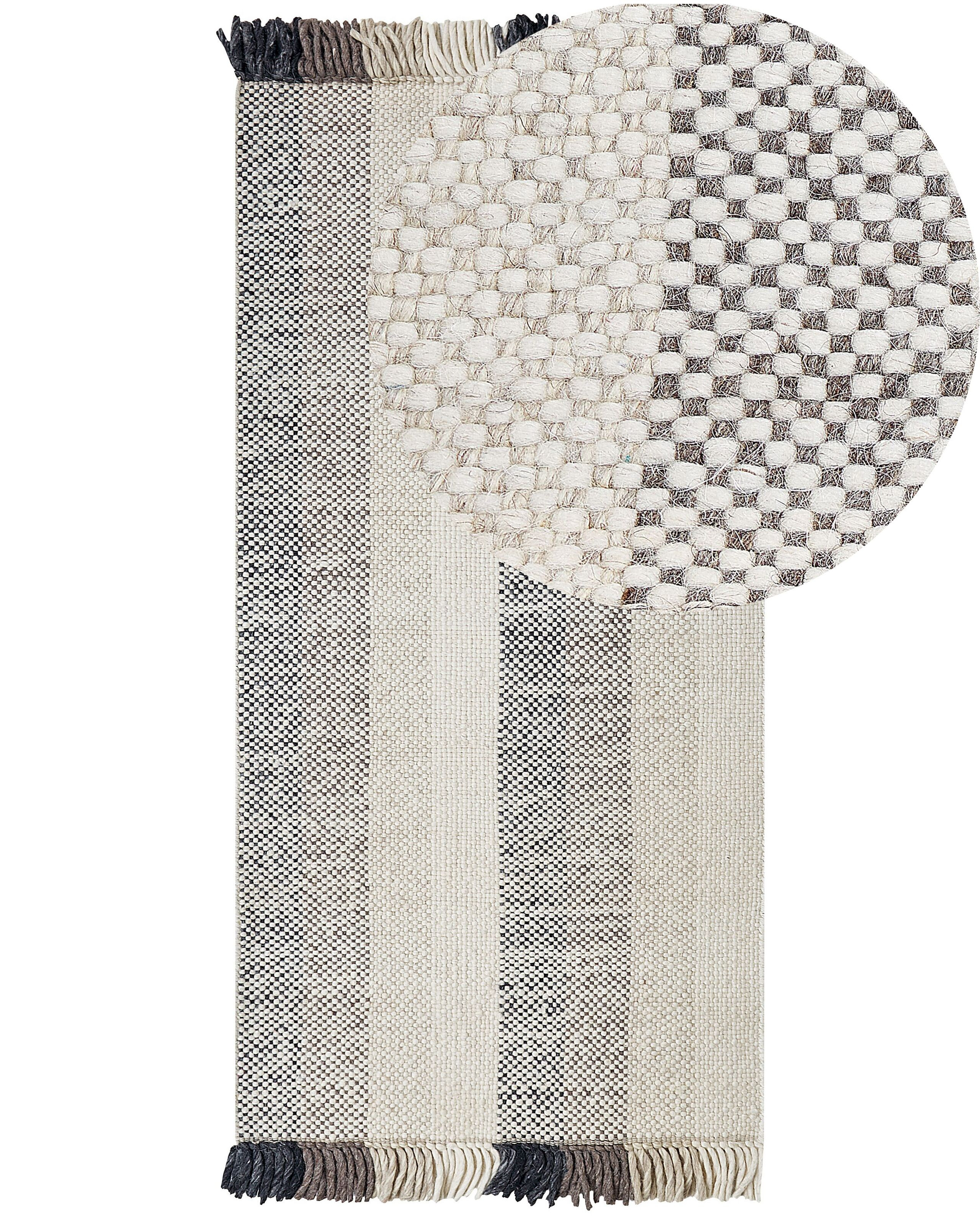 Dywan wełniany 80x150 cm złamana biel