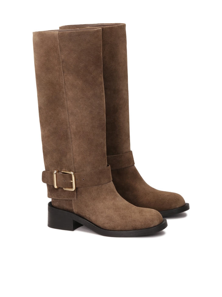 Suede boots of the officer type